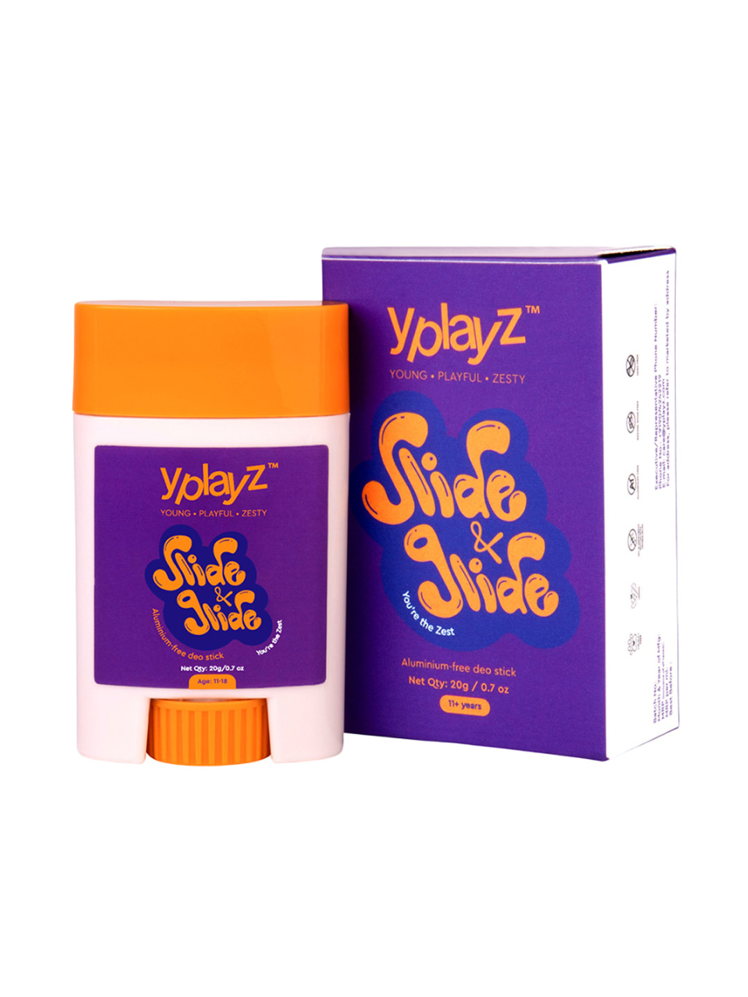 YplayZ Kids Slide & Glide Deostick For Teens - Refreshing Citrusy Cedar Scent - 20g