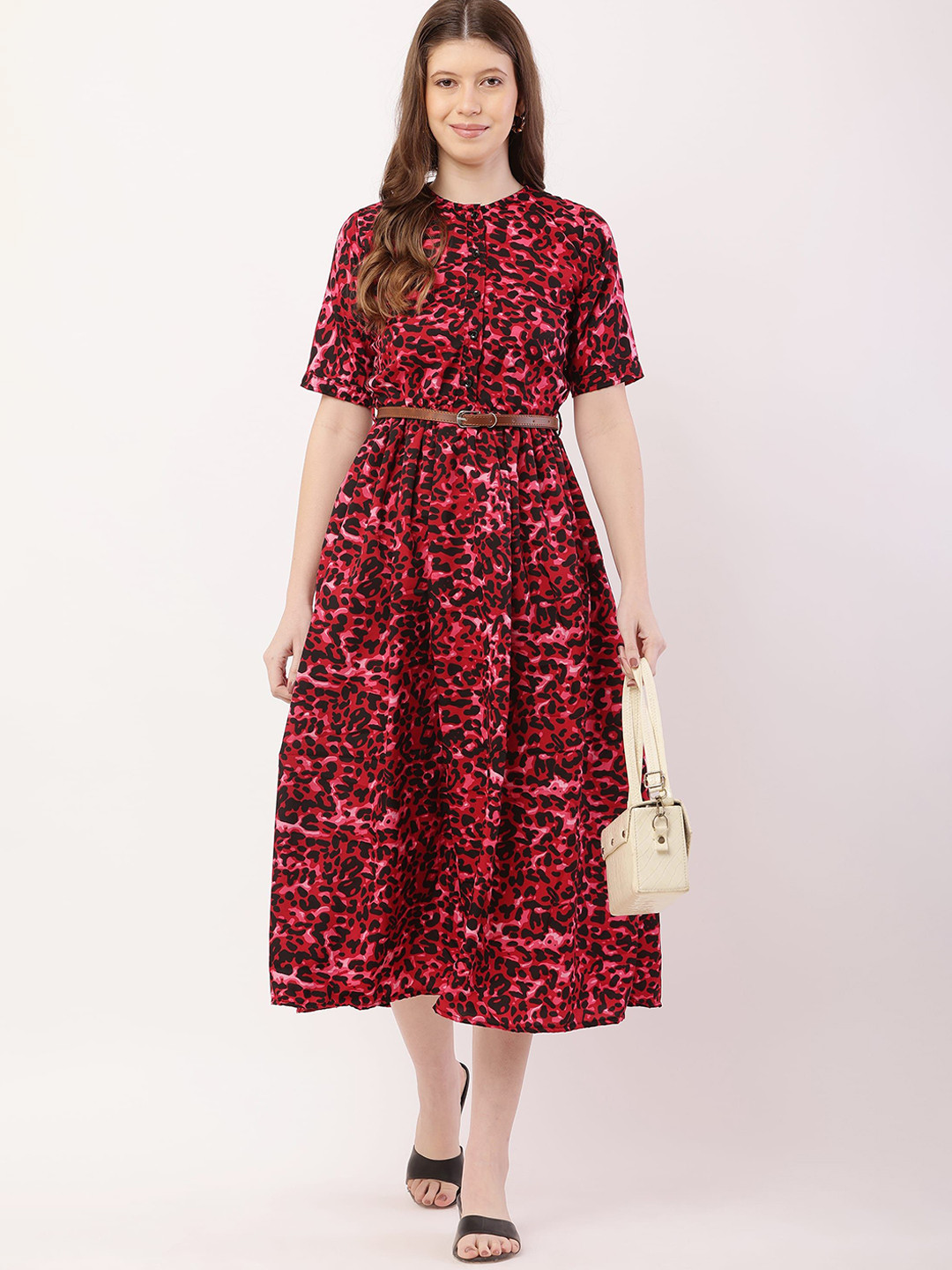 Moda Rapid Printed Fit & Flare Midi Dress