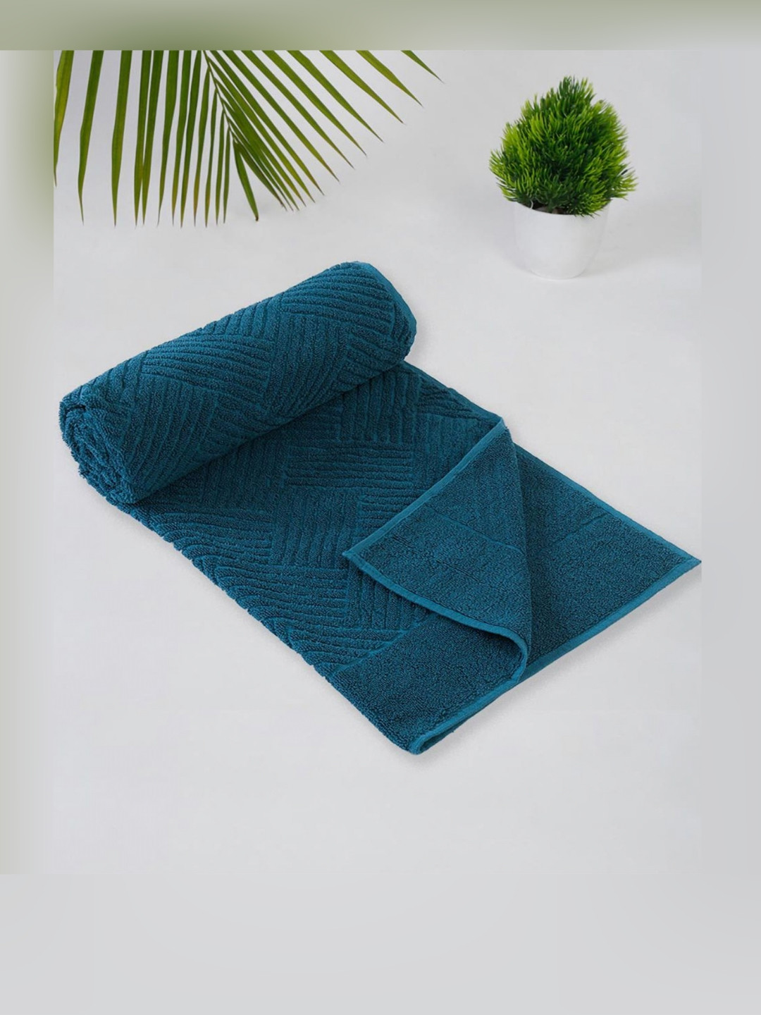 Fabindia Teal-Blue Textured 500 GSM Cotton Hand Towels
