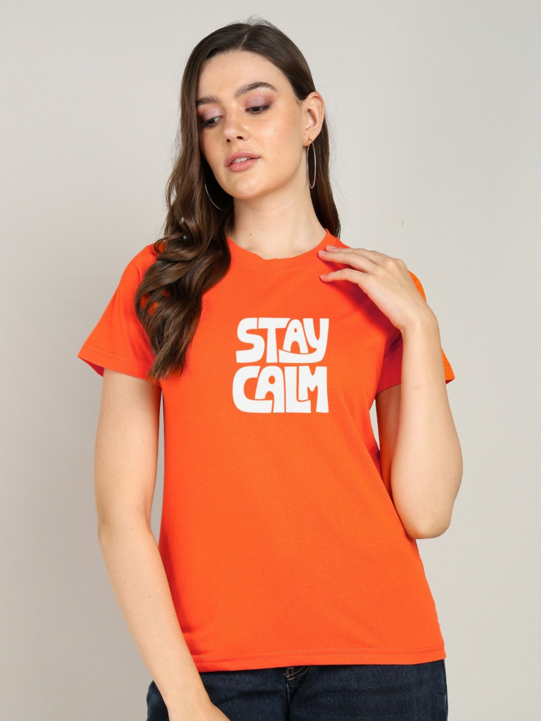 Adyavastram Women Typography Printed Applique T-shirt