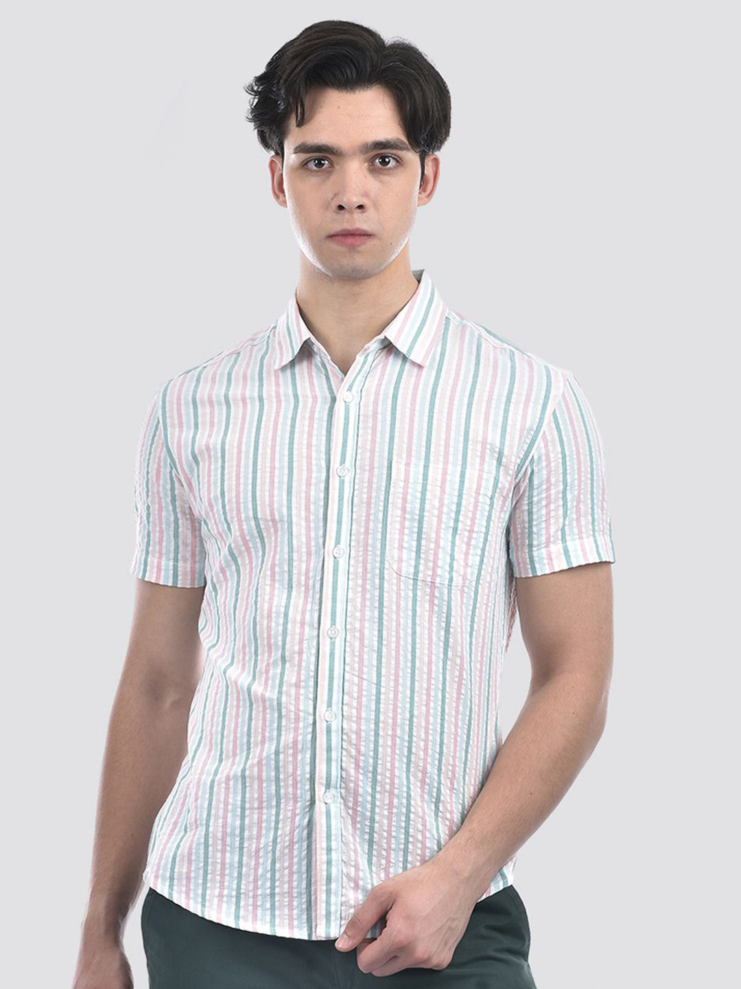 CAMLA Men Multi Stripes Opaque Striped Casual Shirt