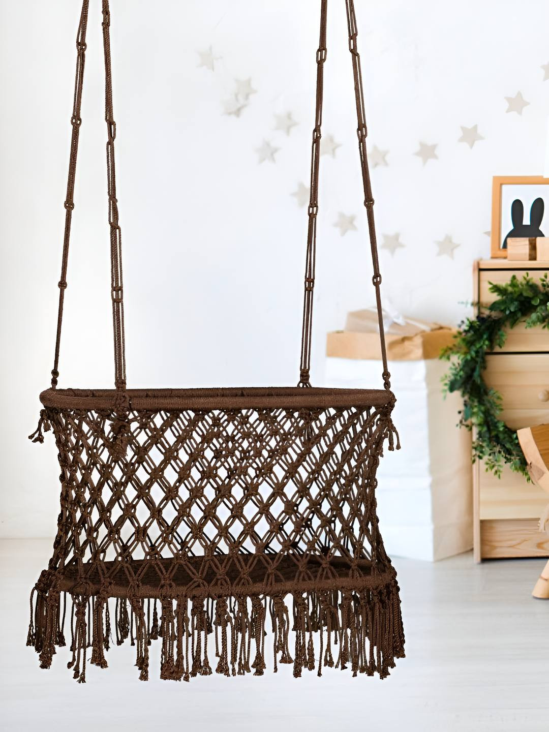 Patiofy Brown Oval Shape Baby Cradle