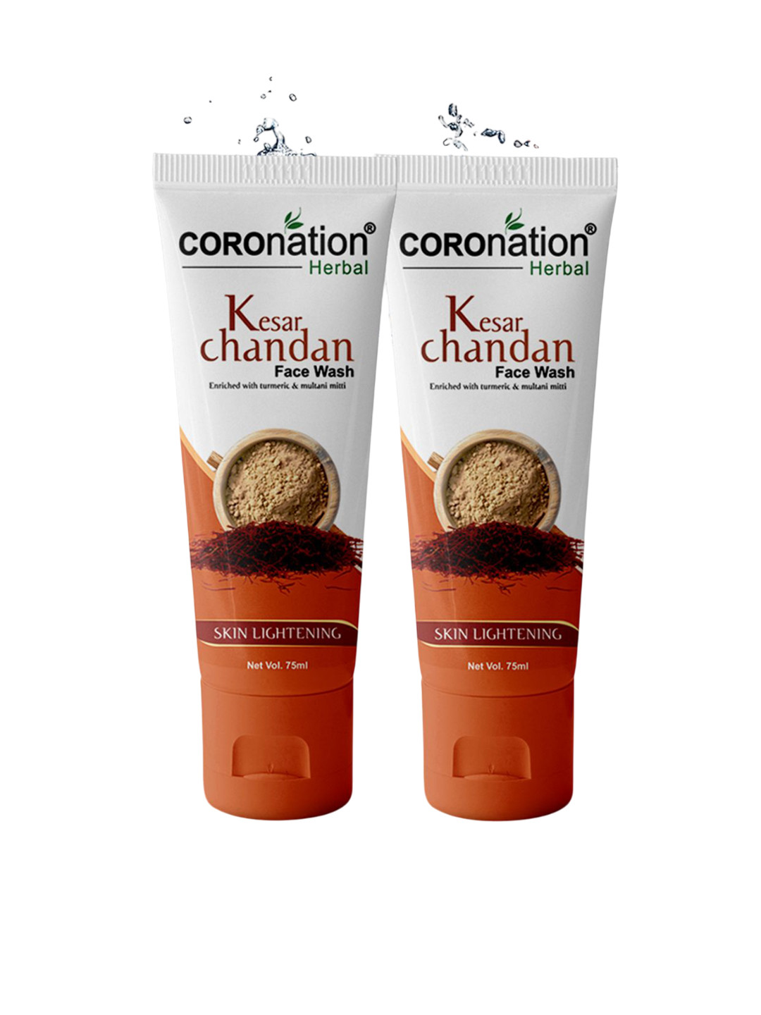 COROnation Herbal Set Of 2 Kesar & Chandan Face Wash For Deep Nourishment - 75 ml Each