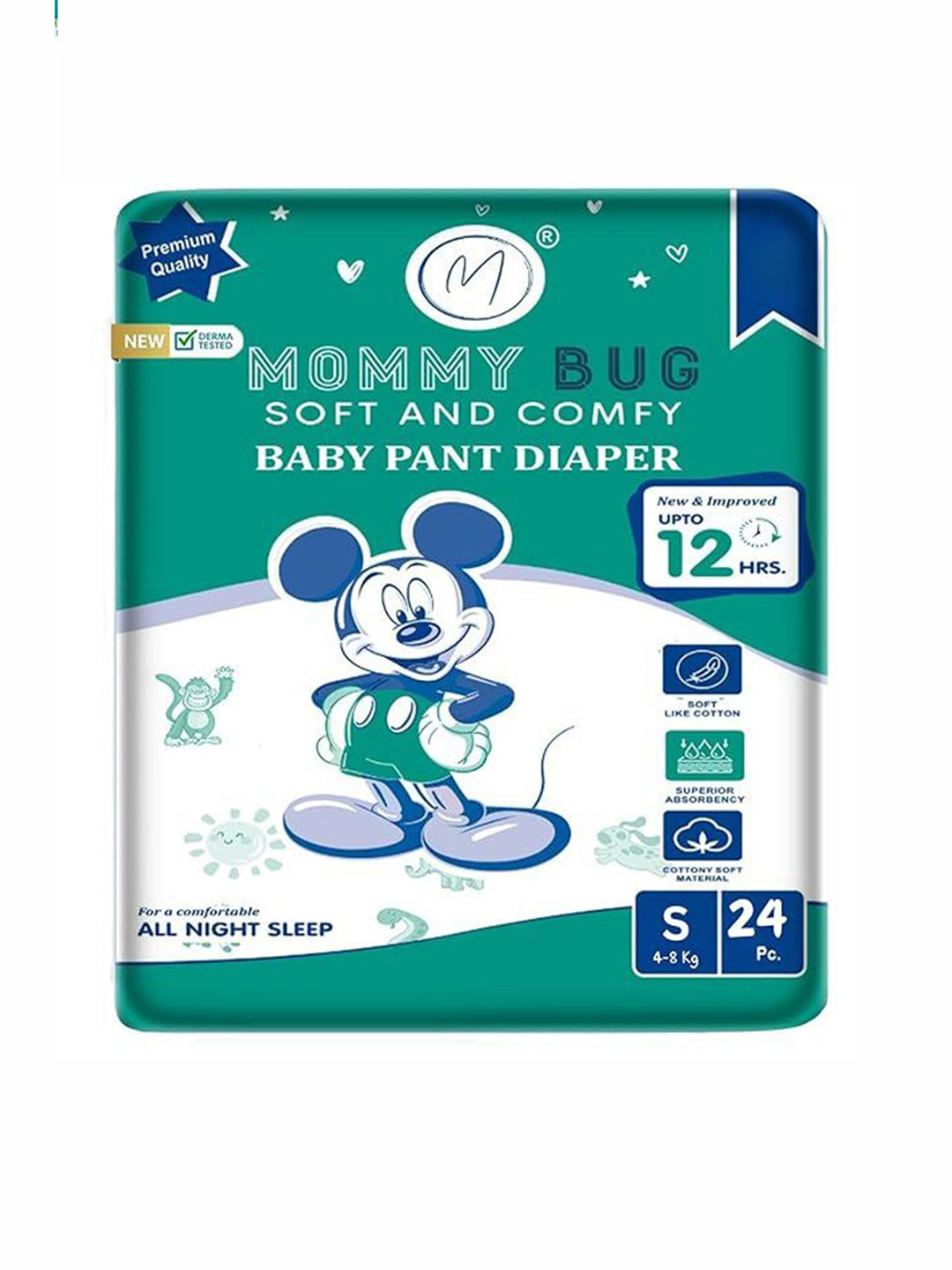 MOMMY BUG Baby 12 Hrs Protection Soft & Comfy Diaper Pants - XL - 24 Pcs
