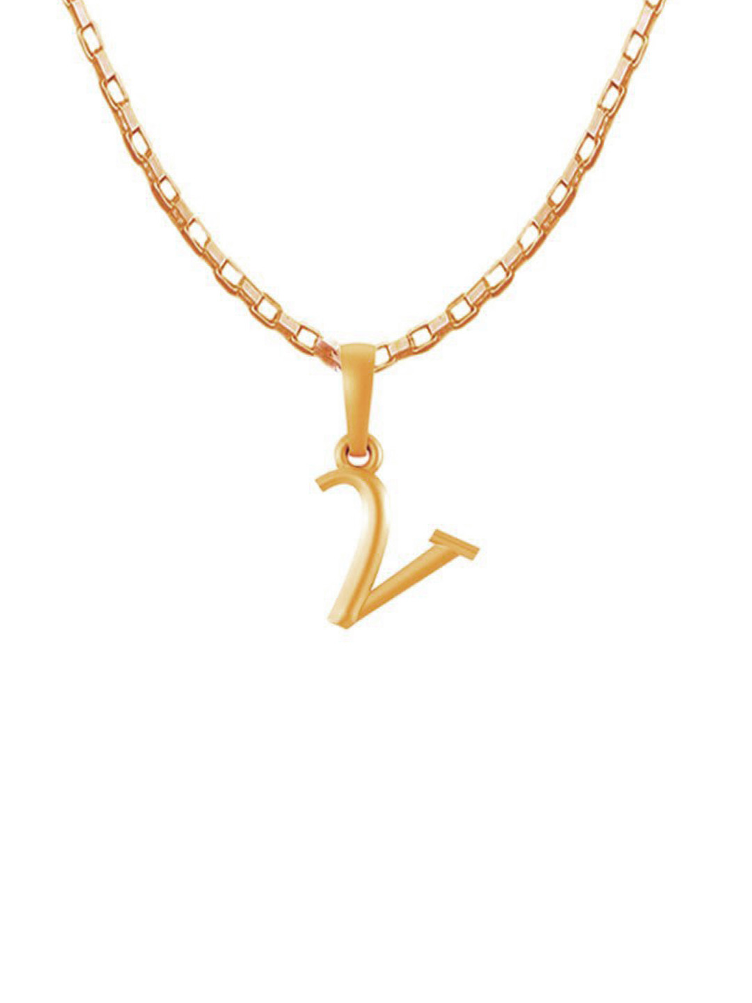 Metronaut Men 22KT Gold-Plated 92.5 Silver Contemporary V Alphabet Pendant with Chain
