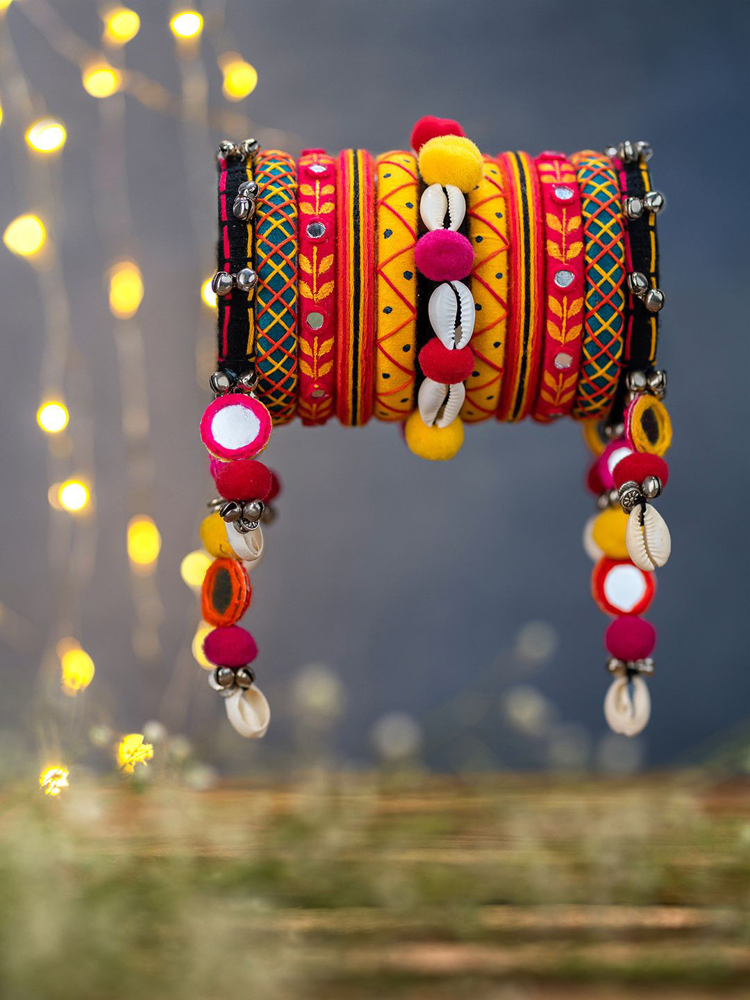 Taasha Craft Set Of 11 Cotton Threads Handcrafted Bangle