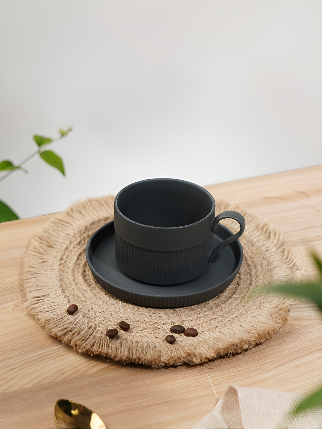 Vola Global LLP Zodiac Black Porcelain Handmade Cup with Saucer-250ml