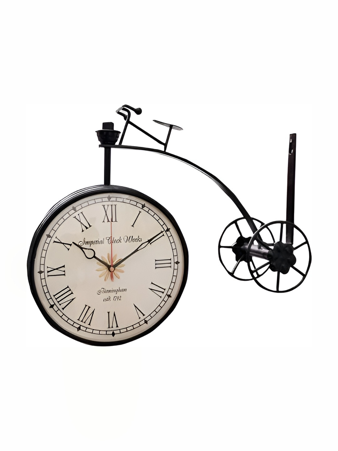 Nutts Black & Beige Riksha Dial Double Sided Analogue Vintage Wall Clock