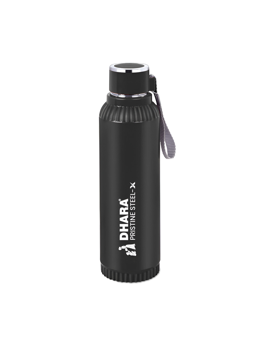 Dhara Stainless Steel Black Brand Logo Stainless Steel Spill Proof Water Bottle - 700ml