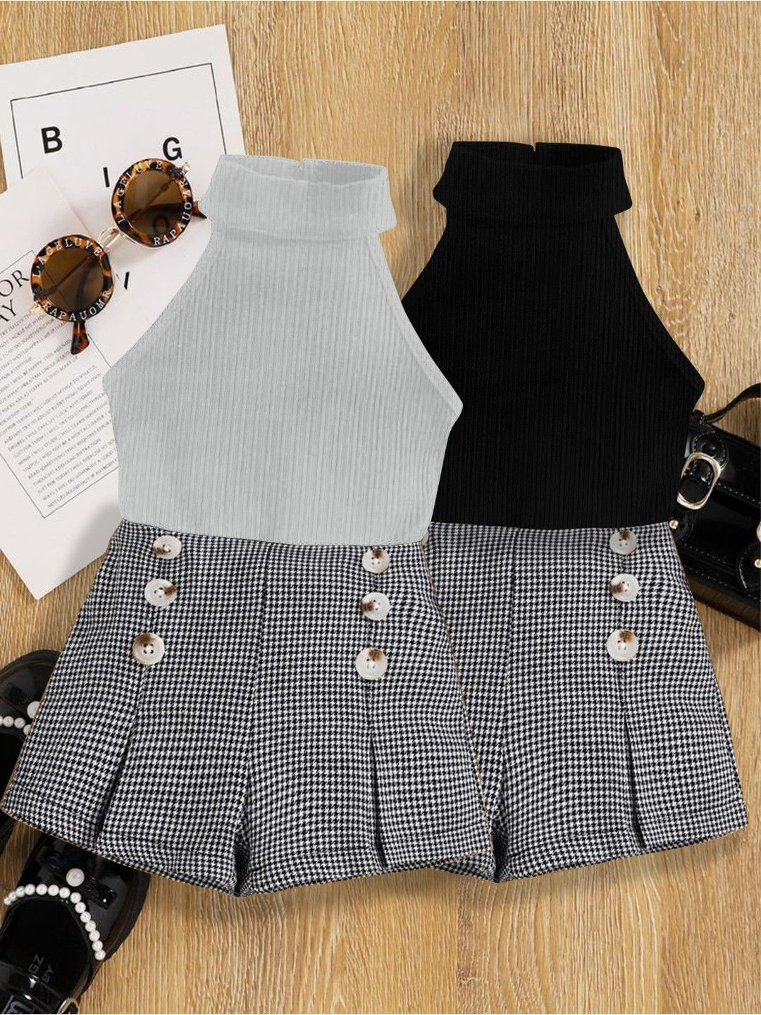 DEL LUNA Girls Pack Of 2 Print Top And Shorts Clothing Set