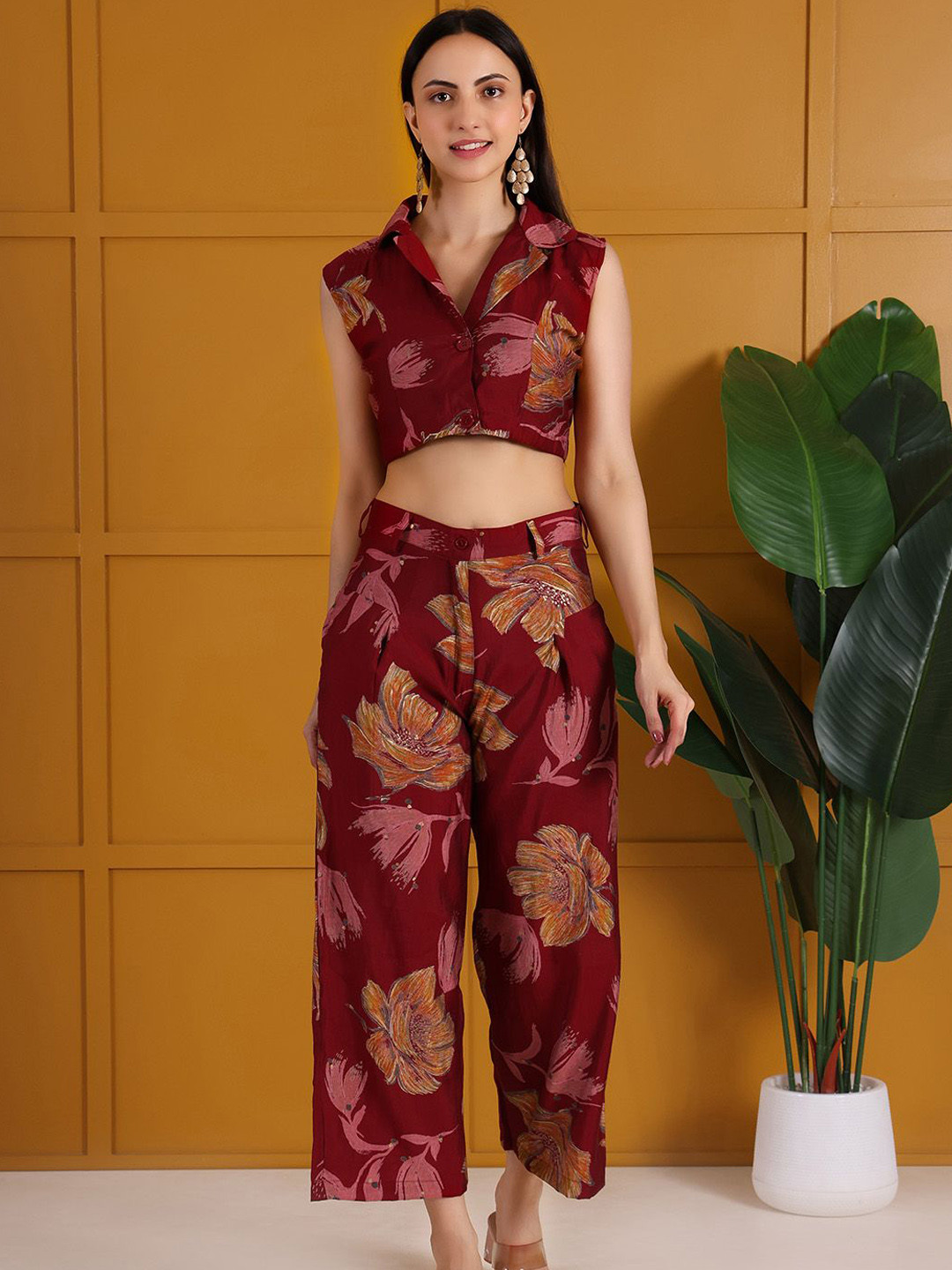 Berry Blossom Printed Shirt With Trouser Co-Ords