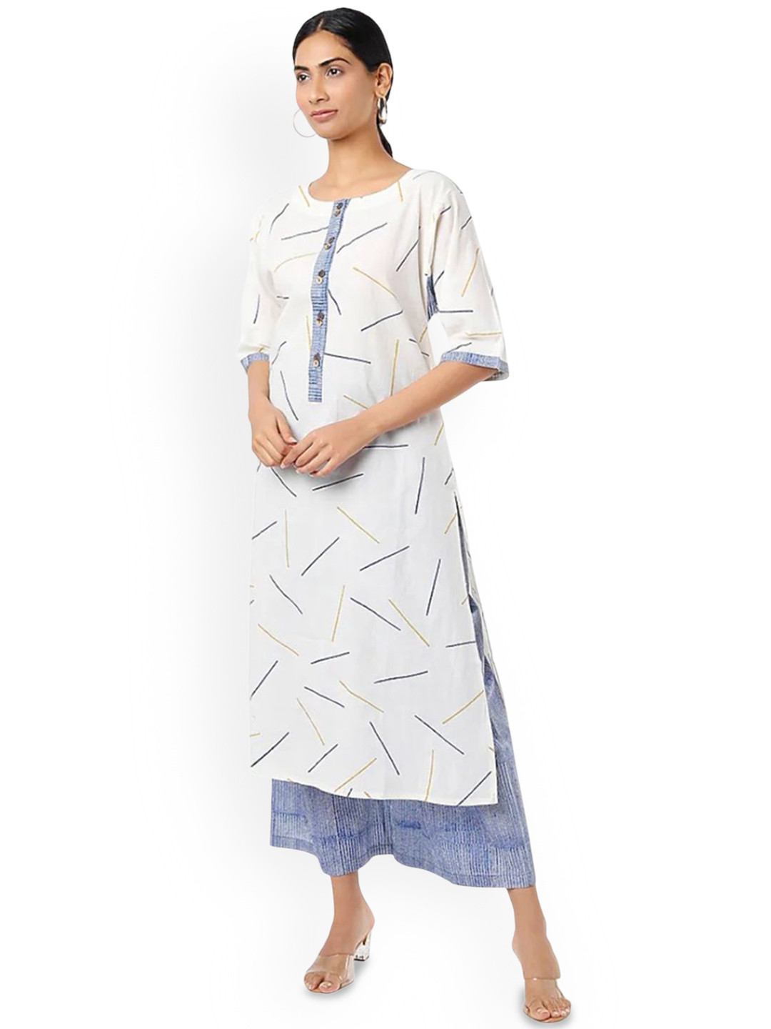 Banana Labs Women Printed Regular Pure Cotton Kurta with Palazzos