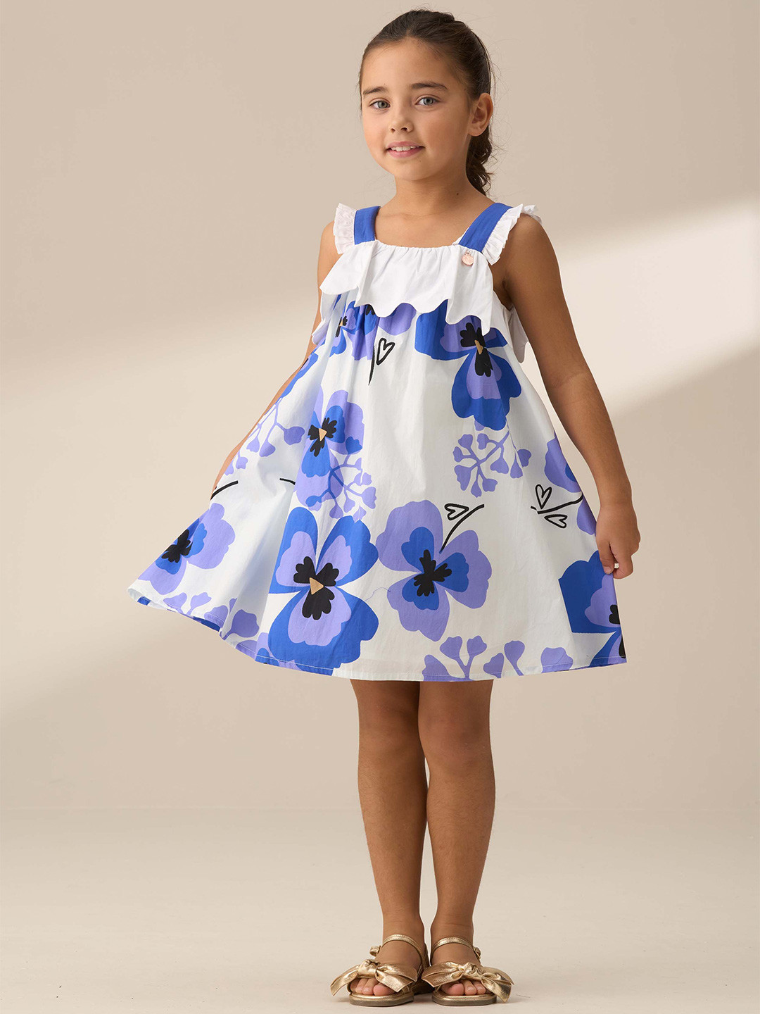 Angel & Rocket Leonie Girls Leonie Pansy Printed Dress