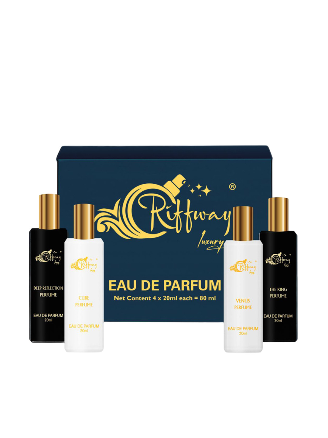 riffway Set Of 4 Deep Reflection, Cube, The King & Venus Eau De Parfum- 20 ml Each