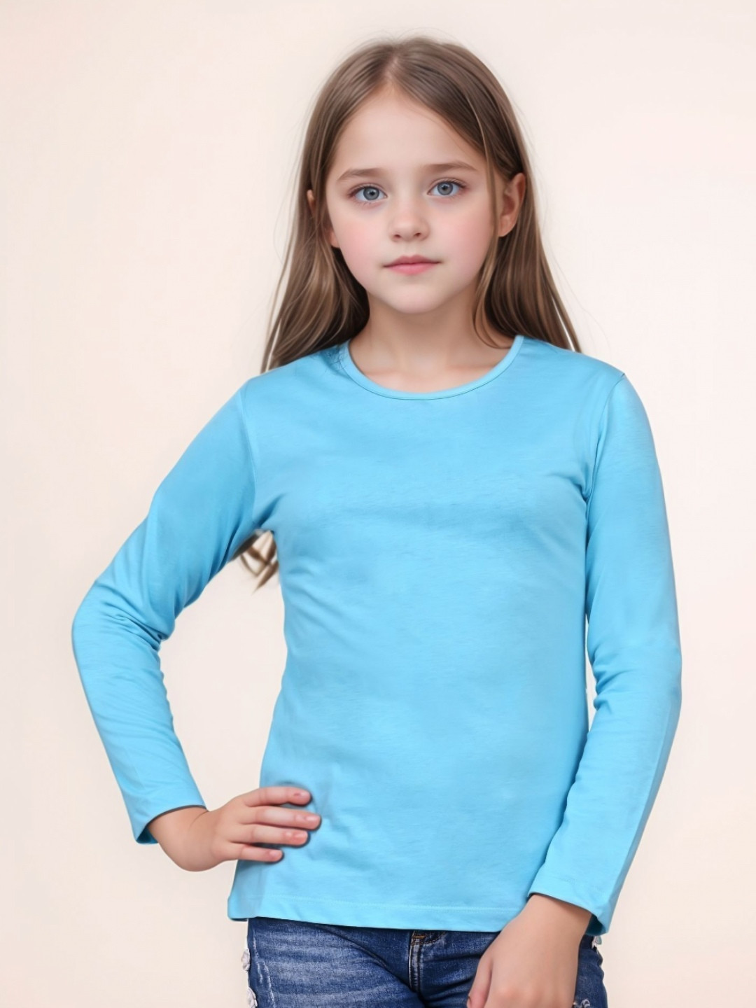 TELESTO Girls Long Sleeves Round Neck T-shirt