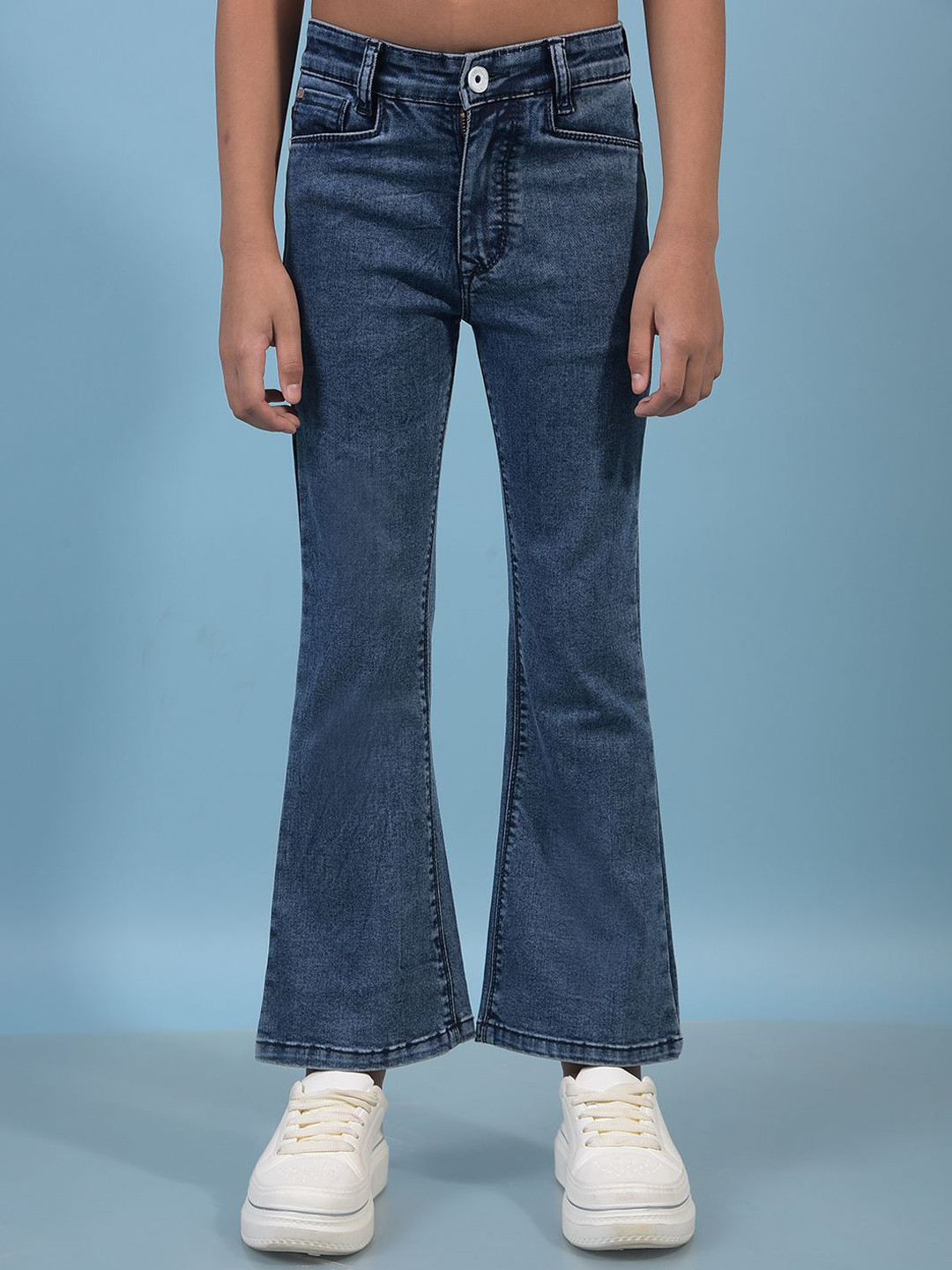 Crimsoune Club Girl's Bootcut Mid-Rise Heavy Fade Stretchable Jeans