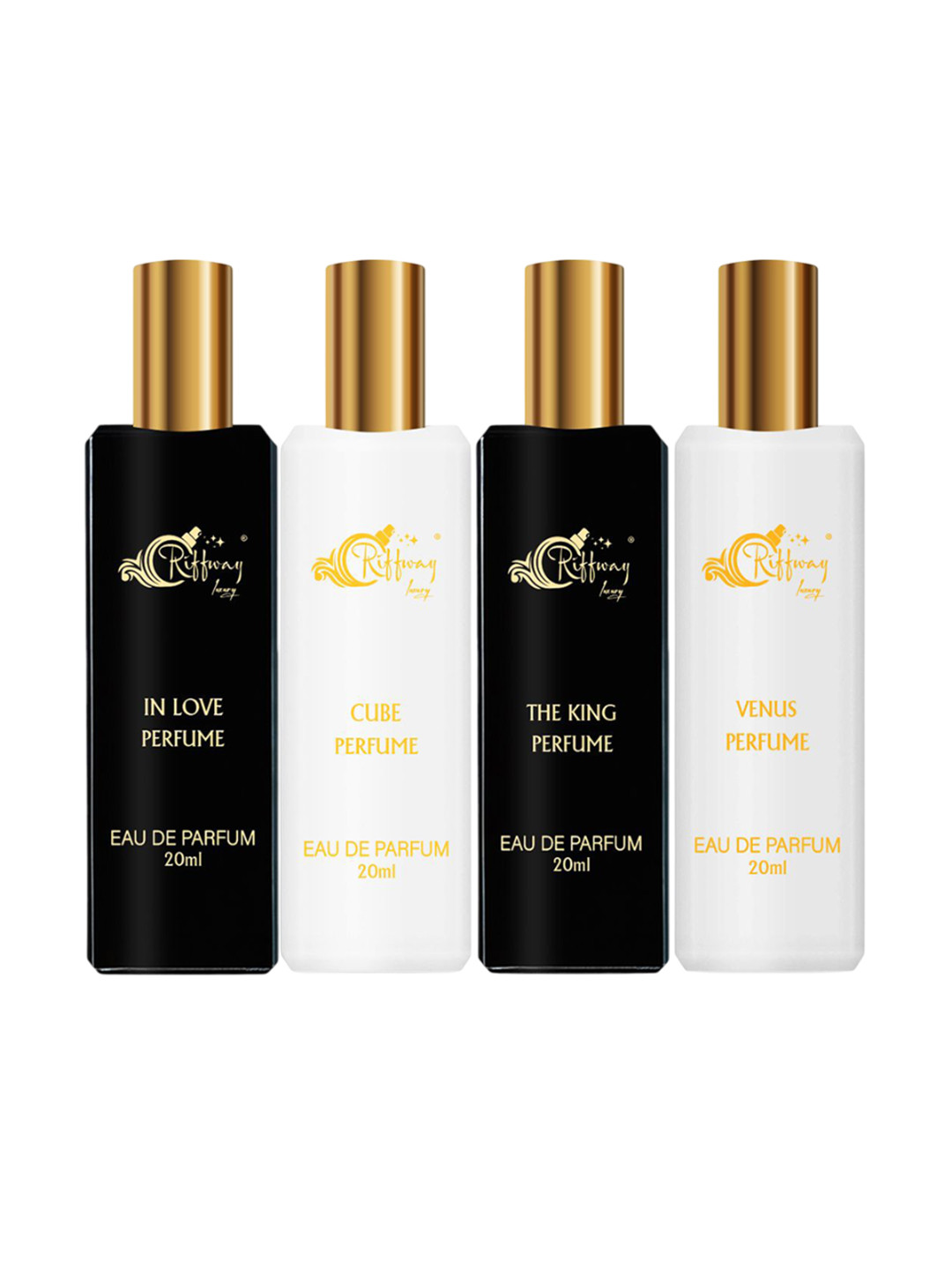 riffway Set Of 4 In Love, Cube, The King & Venus Long Lasting Eau De Parfum- 20 ml Each