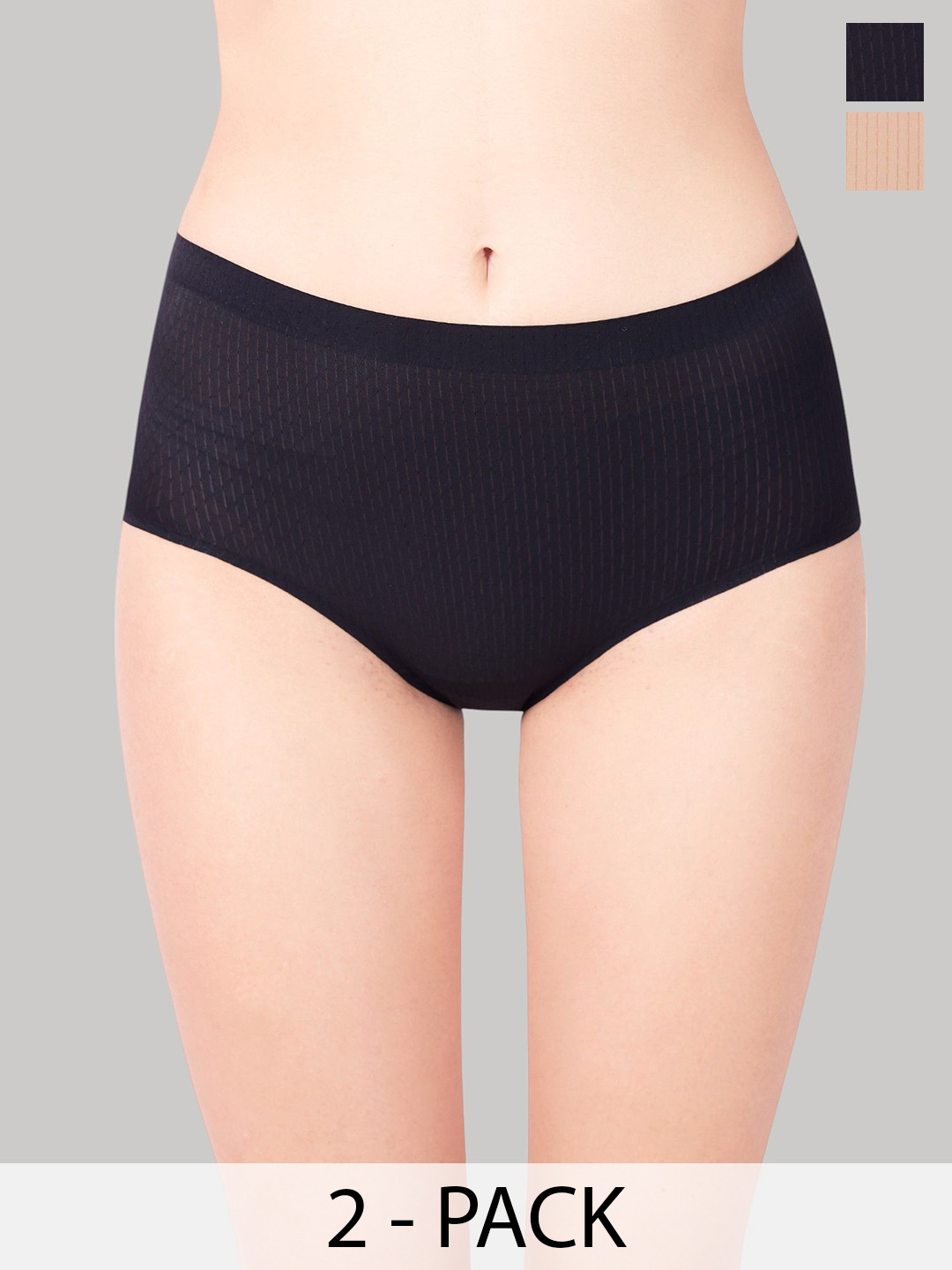 PLUMBURY Pack Of 2 Seamless Hipster Briefs PL-PANTY-6251-BL/BG-M