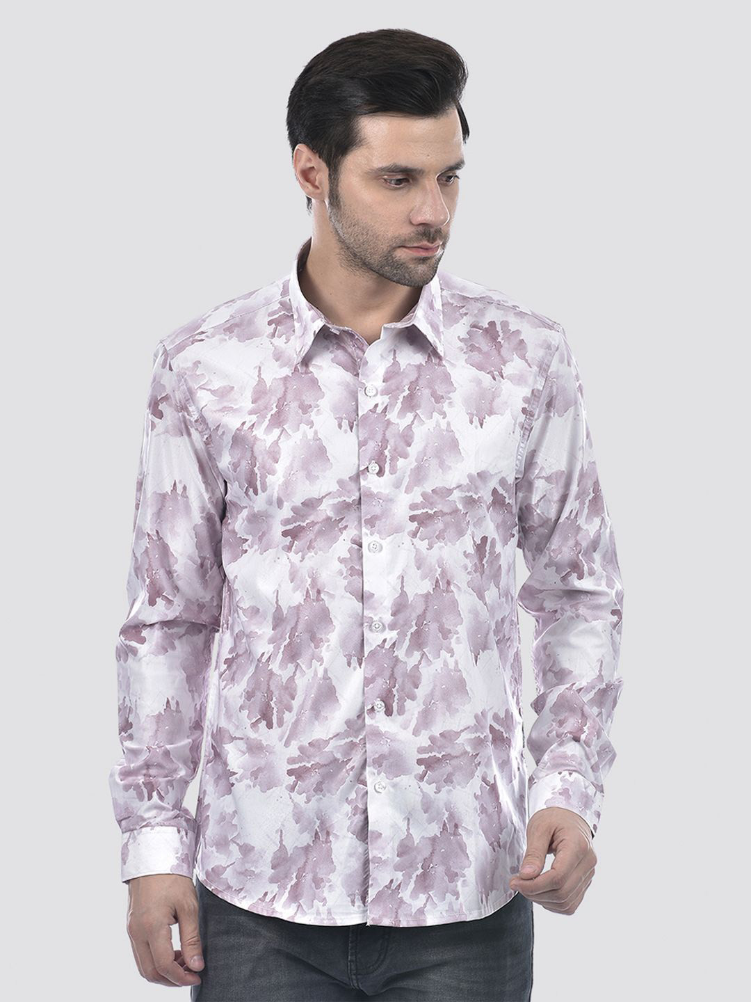 Numero Uno Floral Printed Spread Collar Long Sleeves Cotton Casual Shirt