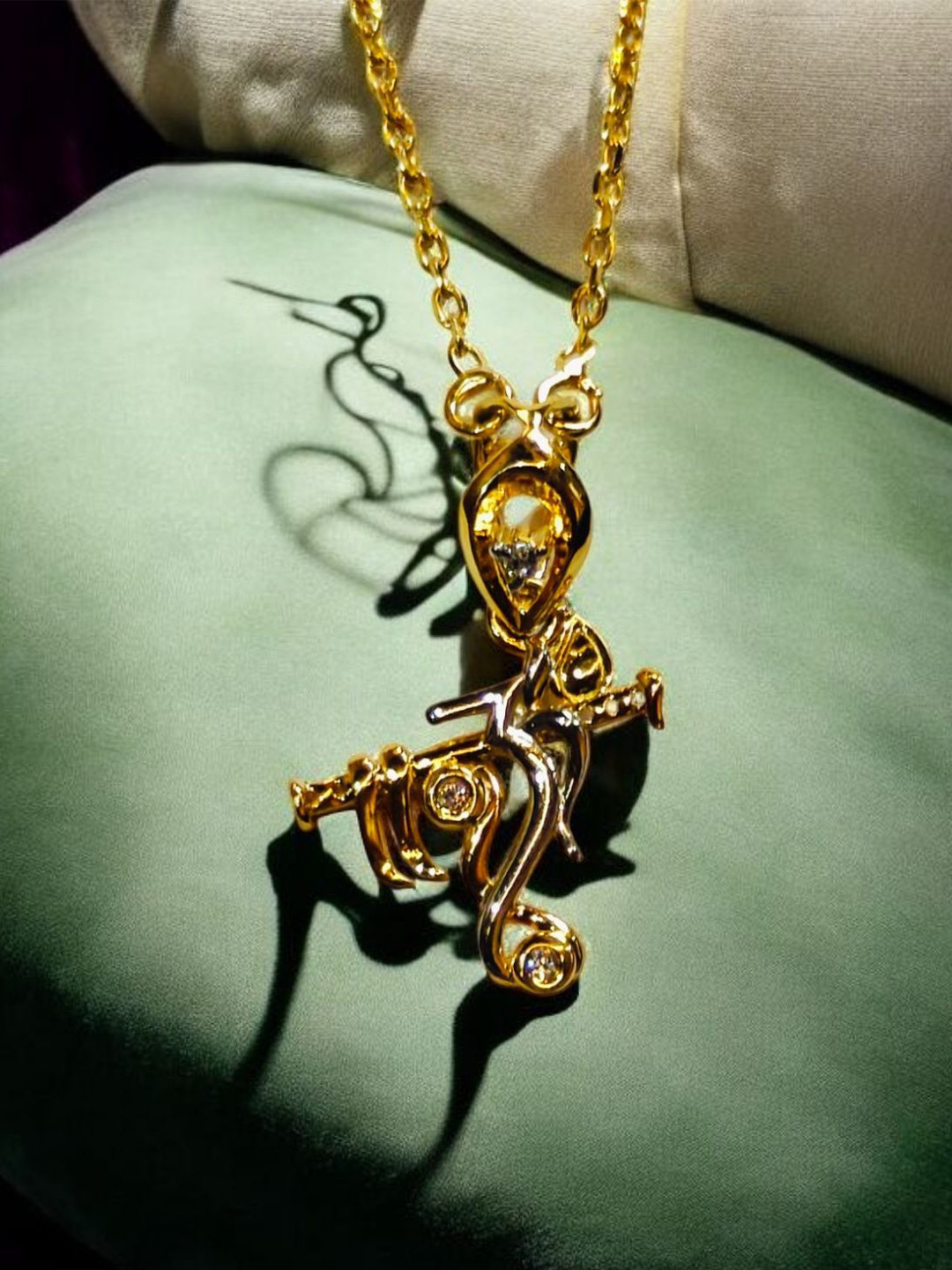 SilverAura 925 Sterling Silver Gold-Plated Cubic Zirconia Studded Chain