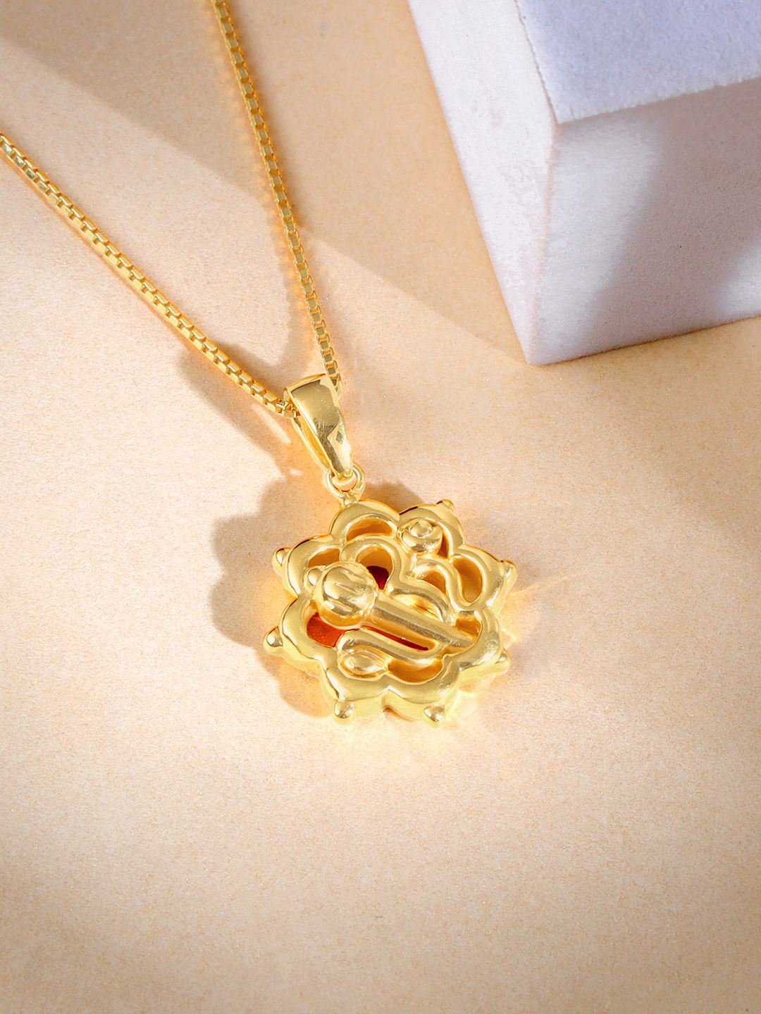 GIVA Gold Plated 925 Silver Hanuman Gada Pendant With Link Chain