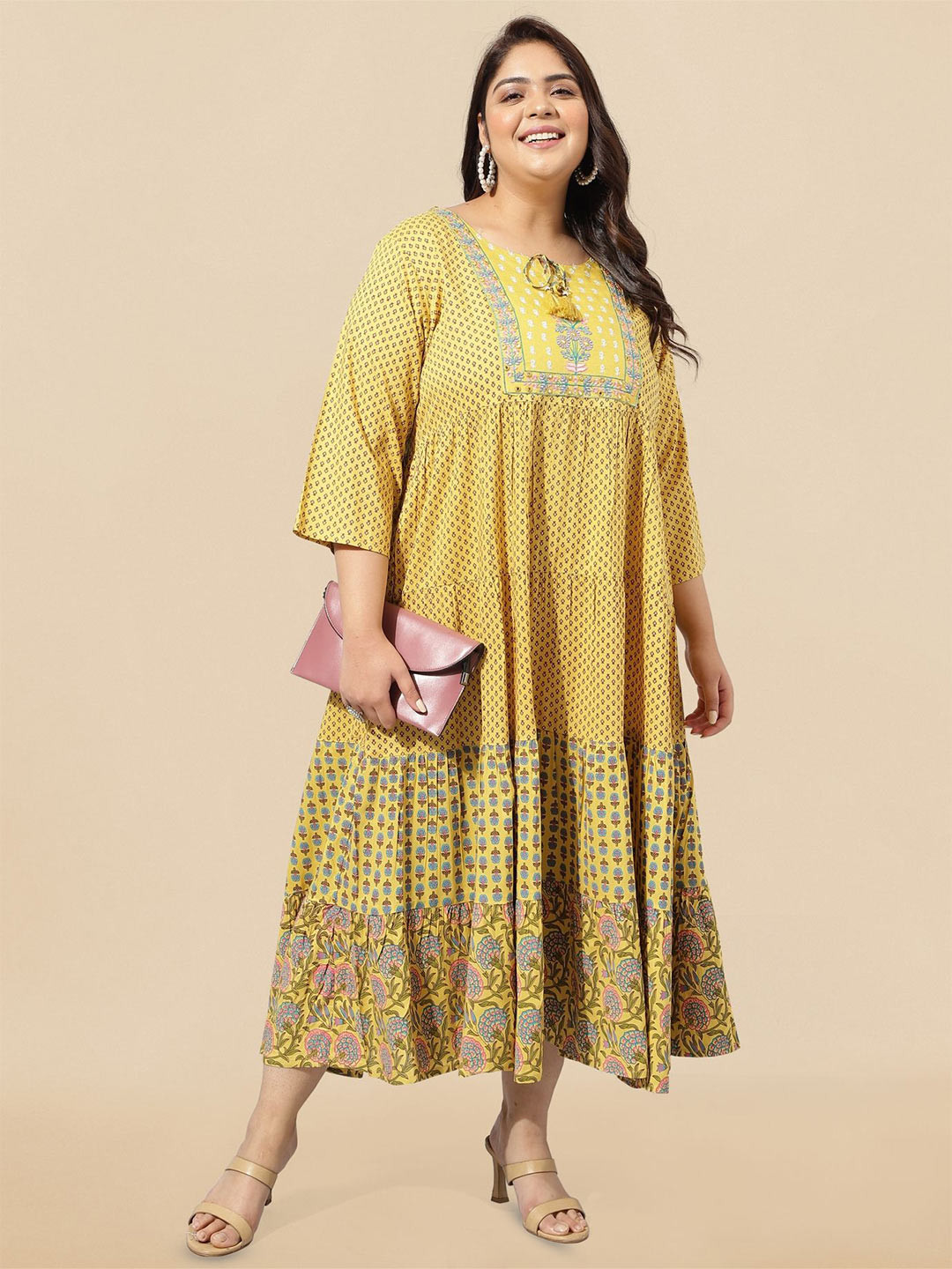 KALINI Women Floral Printed Viscon Rayon Anarkali Kurta