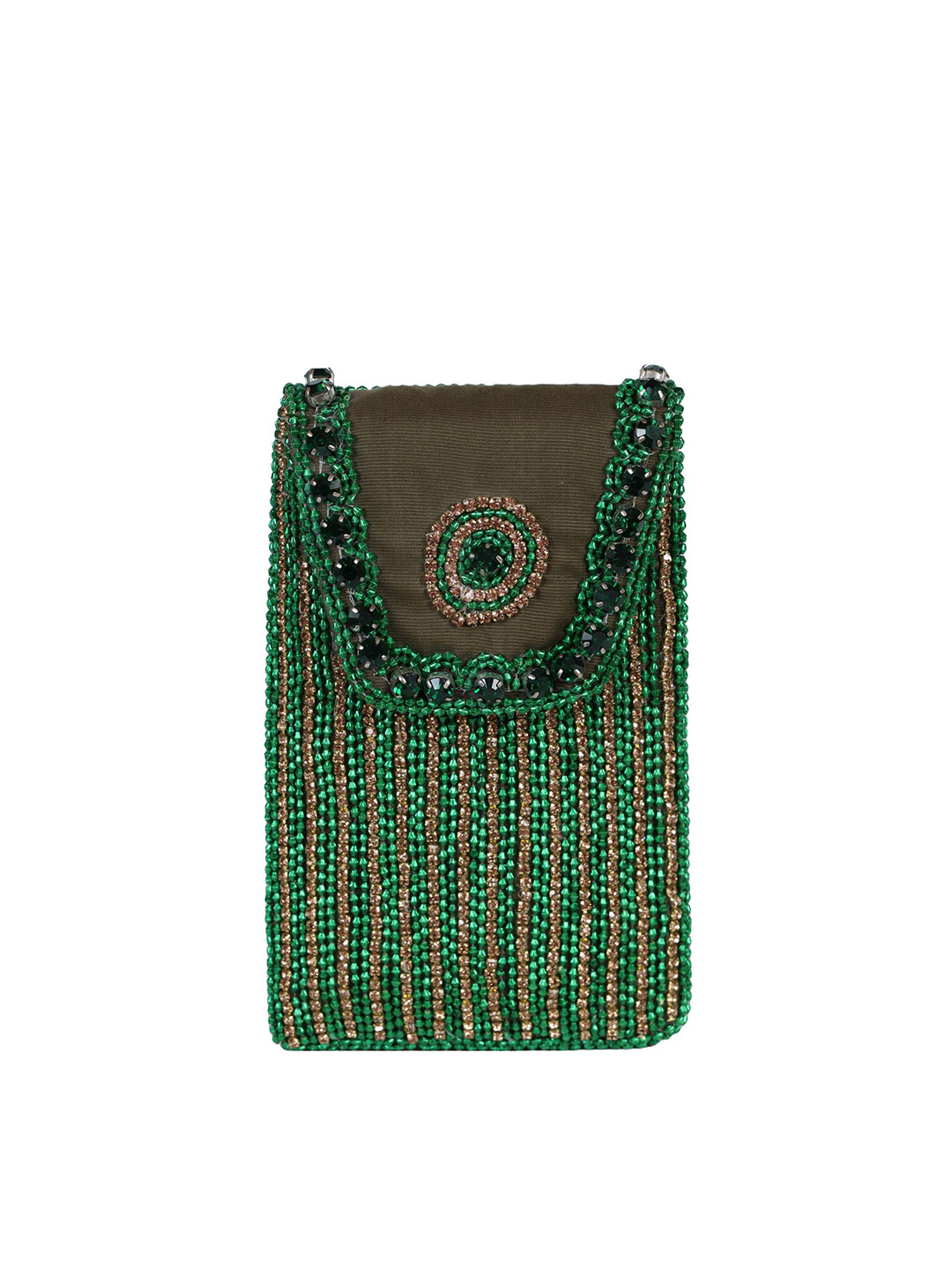 Kaarnis Aura Green Embellished Mobile Bag