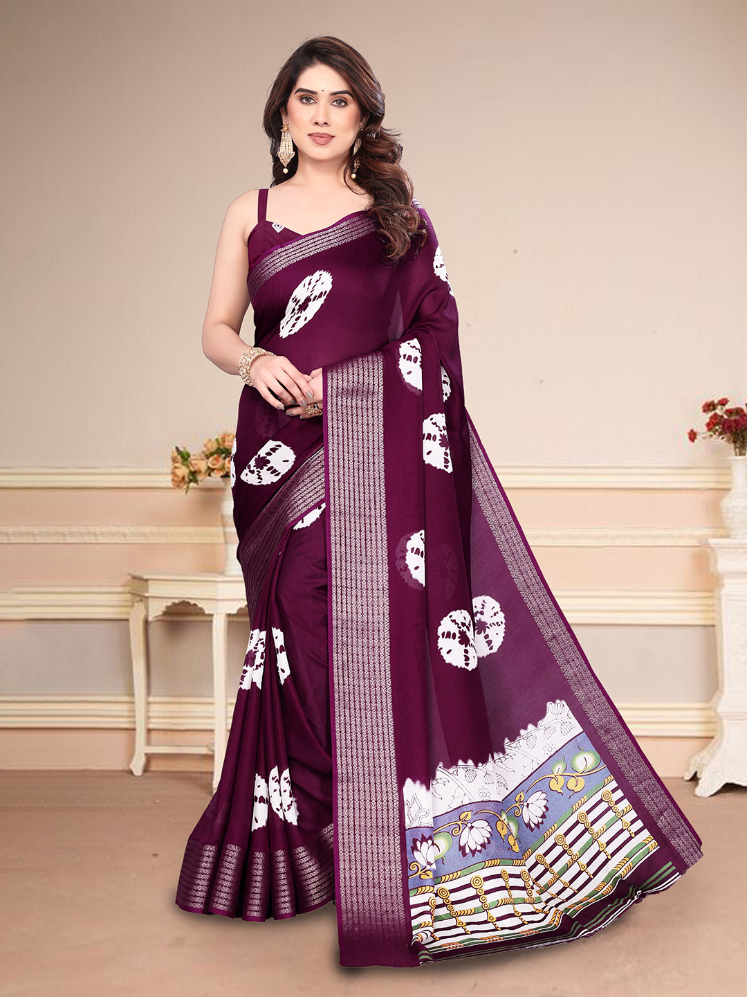 MAGNEITTA  Zari Bandhani Daily ware Saree