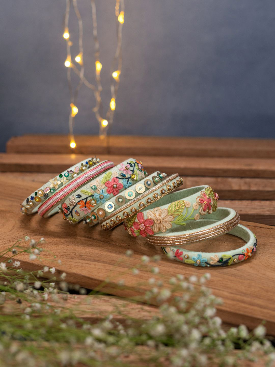 Taasha Craft Set Of 8 Cotton Threads Bangle
