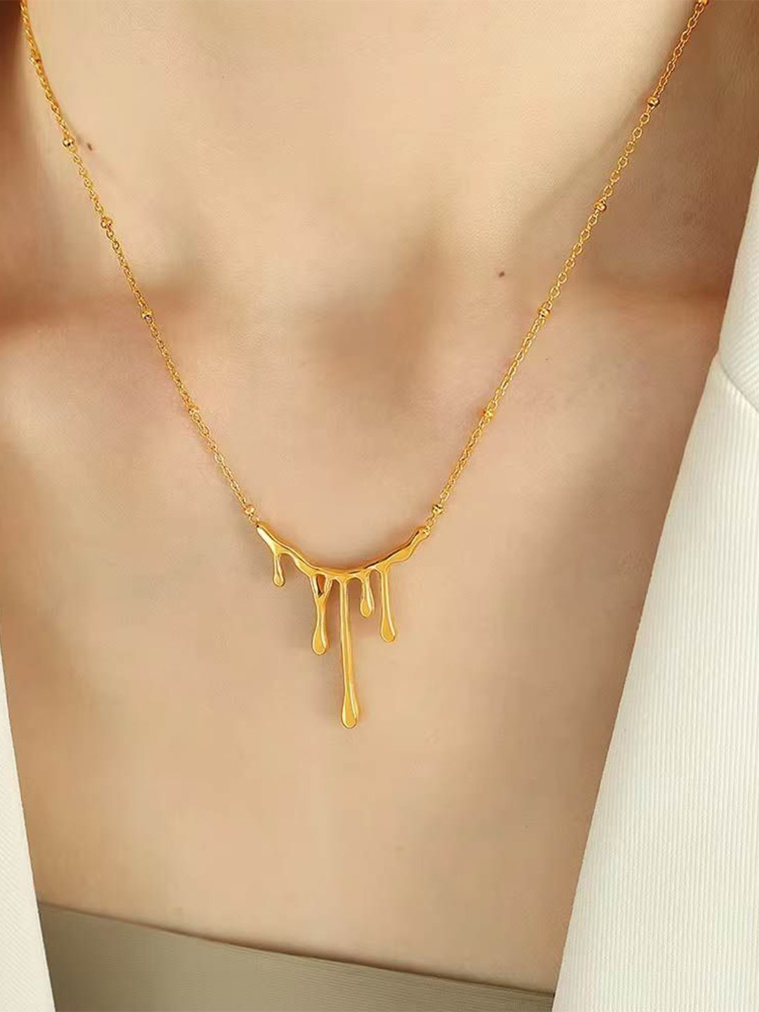 DKane Designs Gold-Plated Stainless Steel Melting Honey Necklace