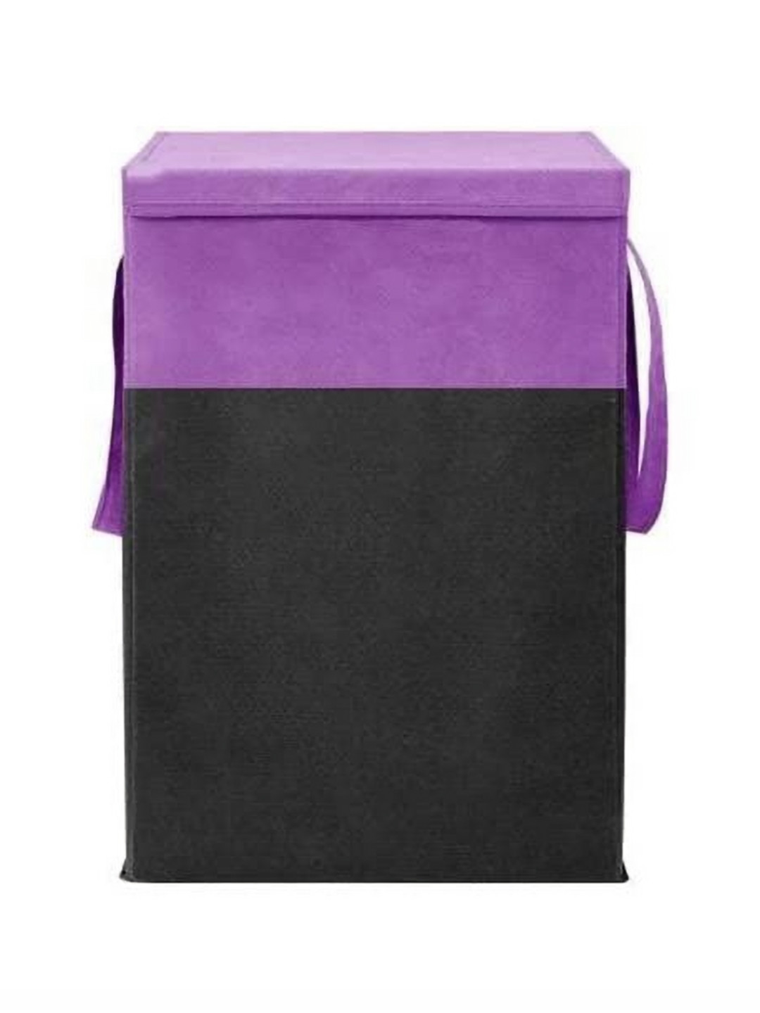 Aura Purple & Black Foldable Laundry Bag with Lid & Handles-68 l