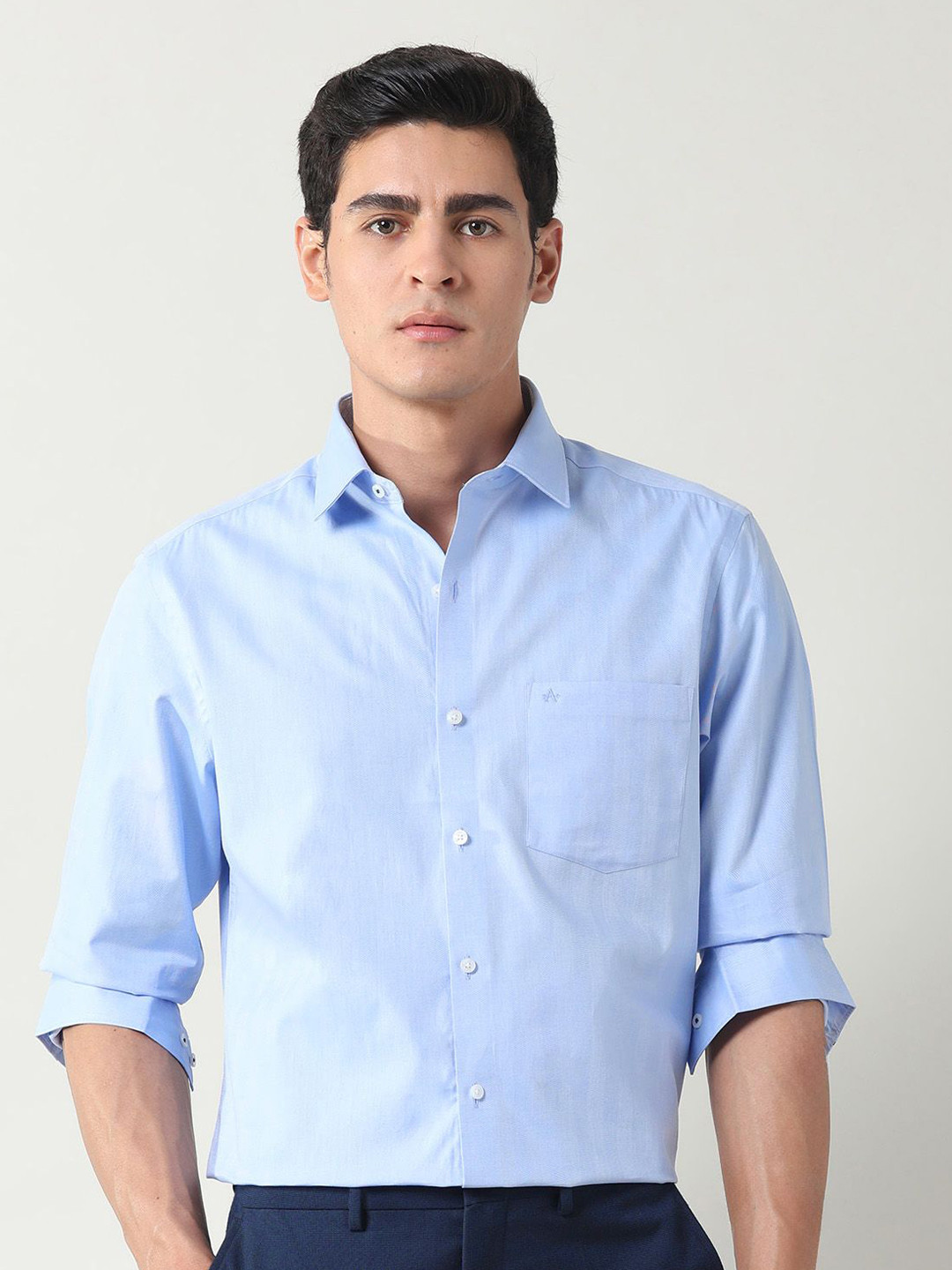 Arrow Self Design Spread Collar Classic Formal Cotton Shirt