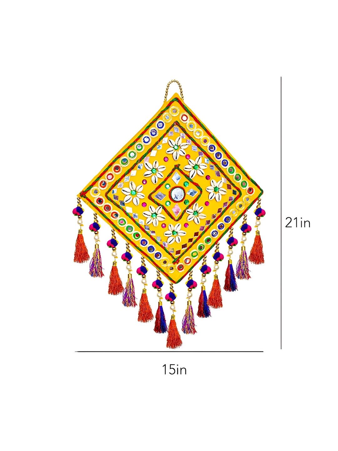 AURESSA Wood Tasselled Matte Hanging Hall Wall Hangings-21In