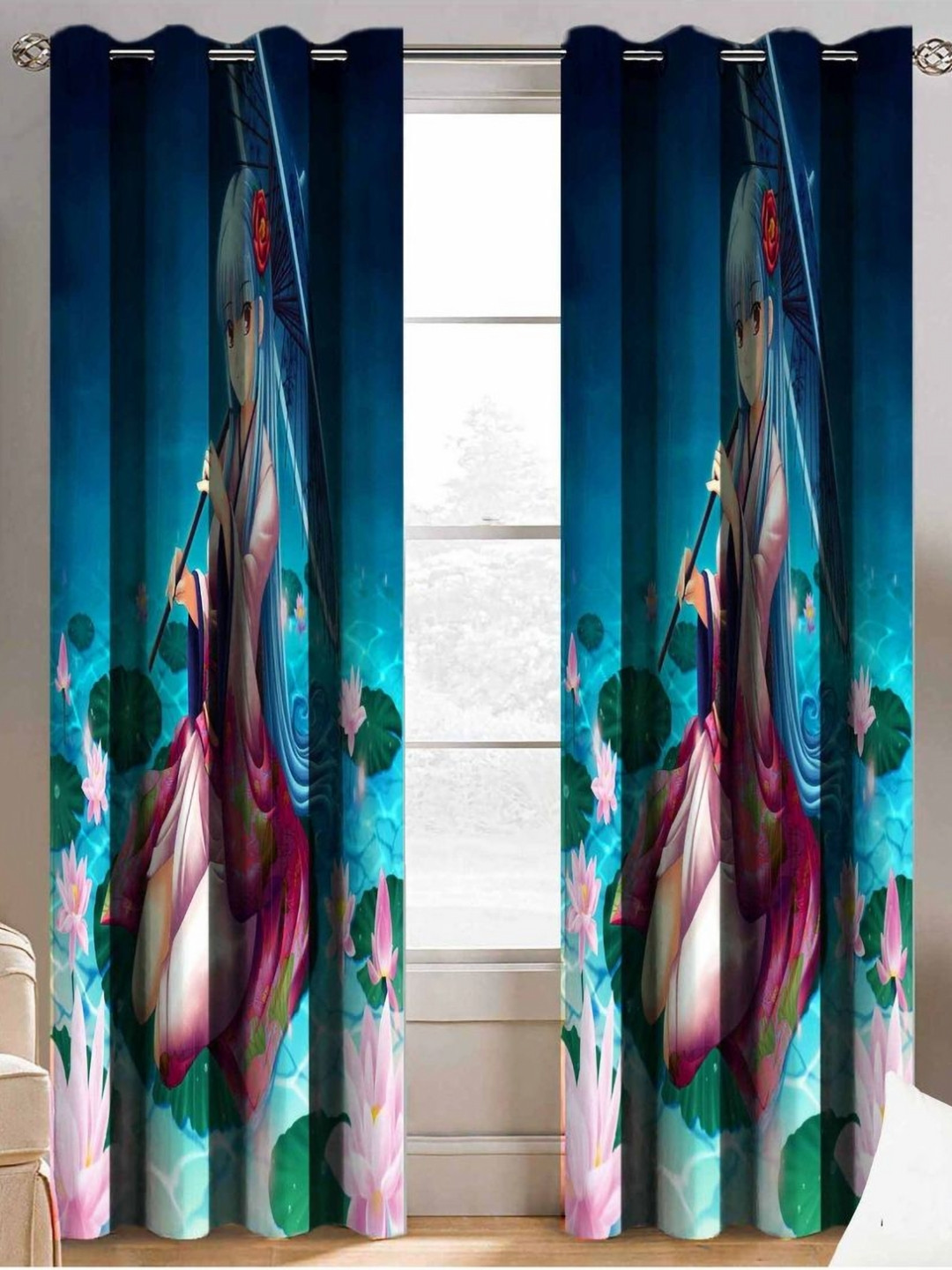 Aura Blue & Rose Set of 2 Long Door