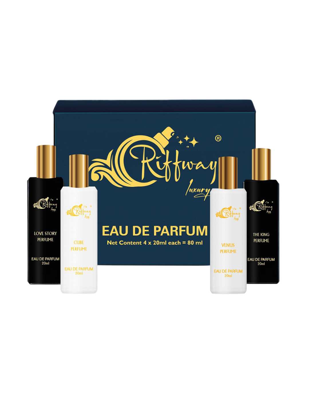 riffway Set Of 4 Love Story- Cube- The King- Venus Long Lasting Eau De Parfum- 20 ml Each