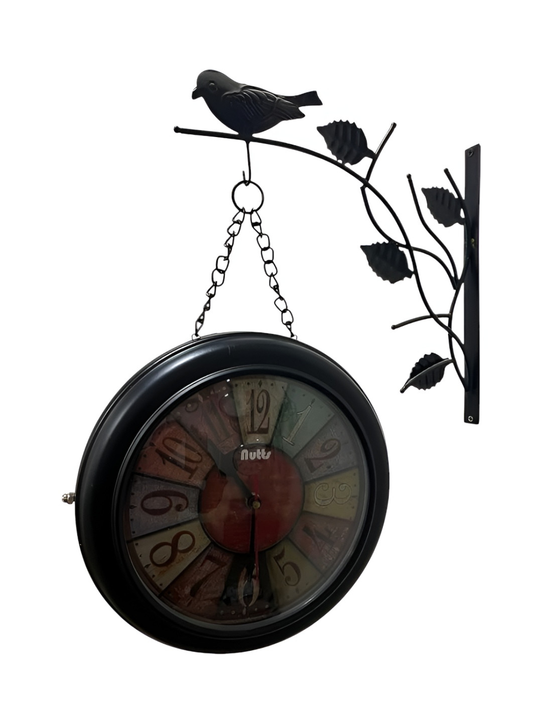 Nutts Black Chain Bird Double Sided Analogue Vintage Wall Clock