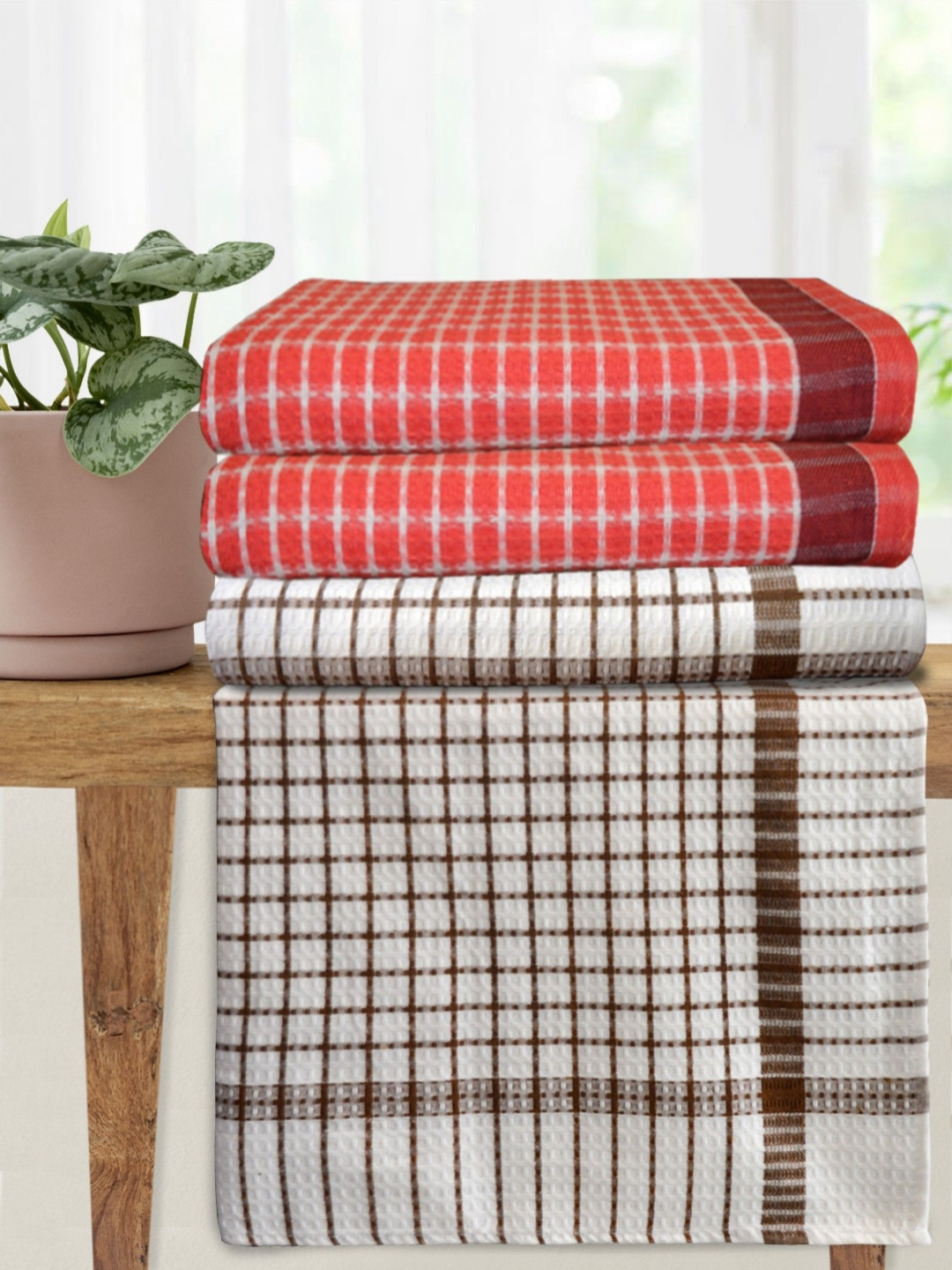 Athom Living Premium Cotton Bath Towel 75 x 150 Multi Colour Pack of 4