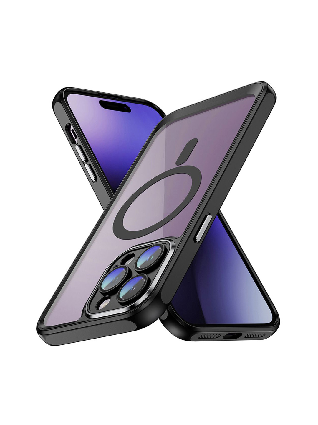 QRIOH iPhone 15 Pro Max Black Hybrid Clear Case with Magsafe