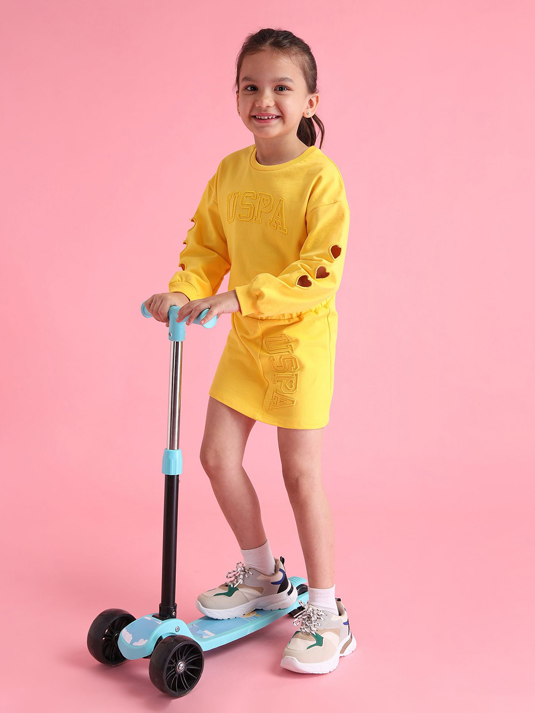 U.S. Polo Assn. Kids Girls Brand Logo Embroidery Pure Cotton Skirt