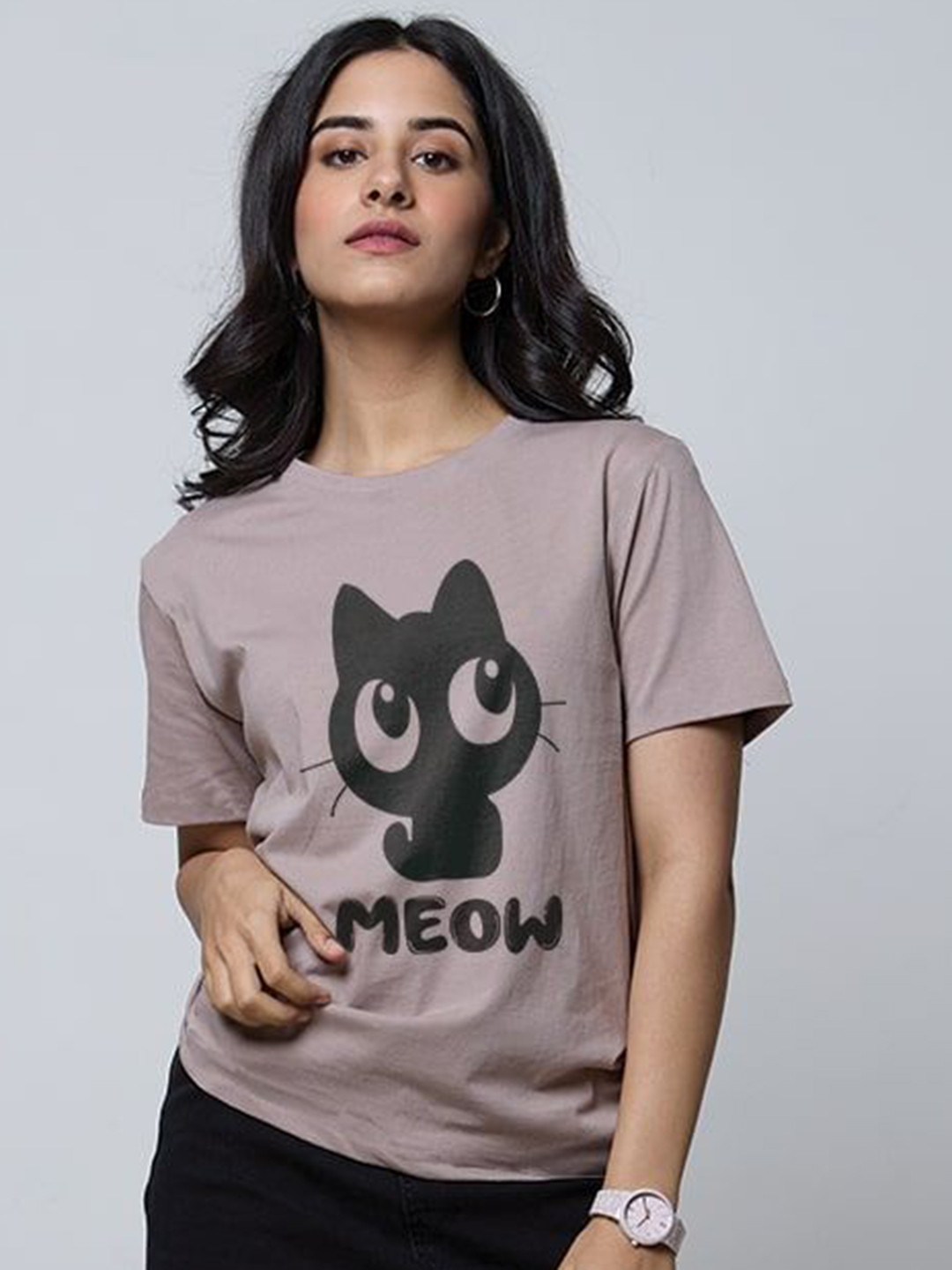 LoveDky Graphic Printed Round Neck Cotton T-shirt