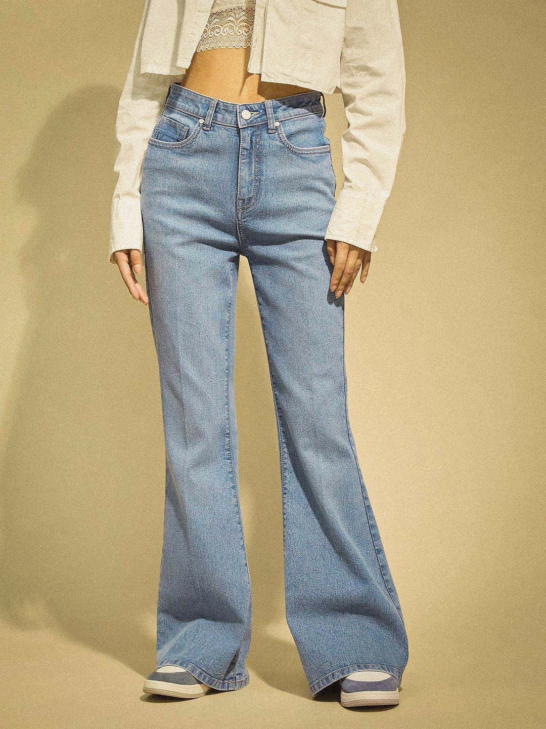 Flying Machine K-Street X High Rise Extreme Flare Crease Line Jeans