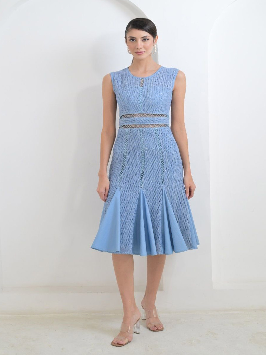 OMBRELLO Women Fit & Flare Midi Dress