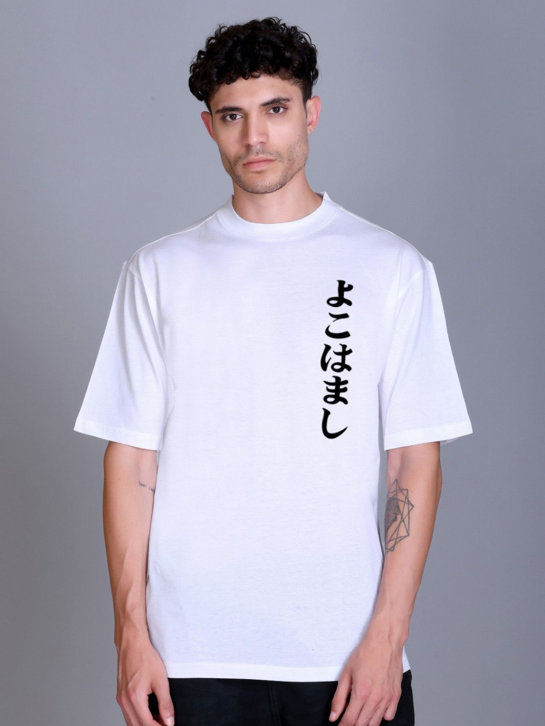 Parcel Yard Printed Cotton Drop-Shoulder Sleeves Oversized Moisture Wicking T-shirt