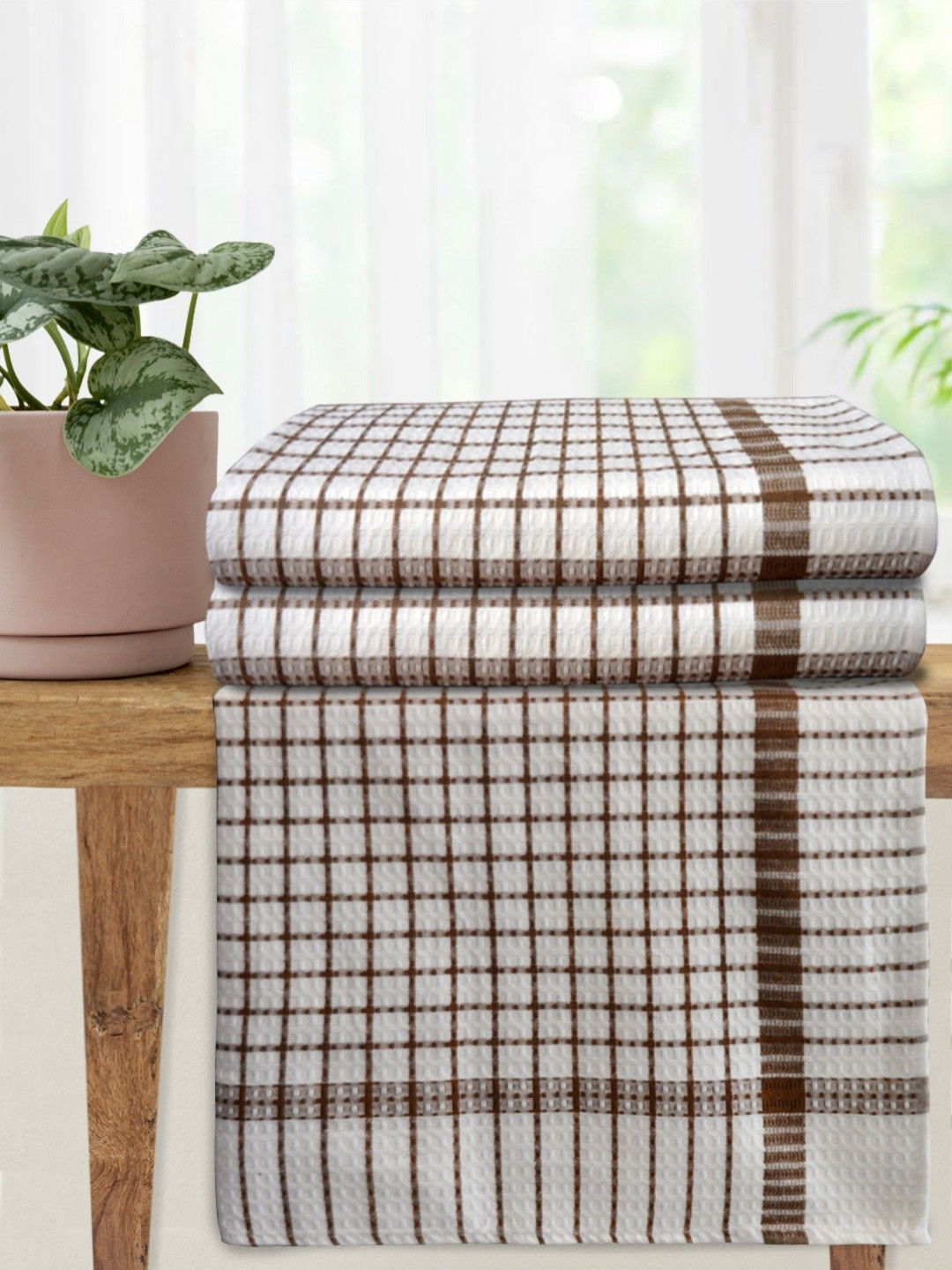 Athom Living Premium Cotton Bath Towel 75 x 150 Brown Colour Pack of 3