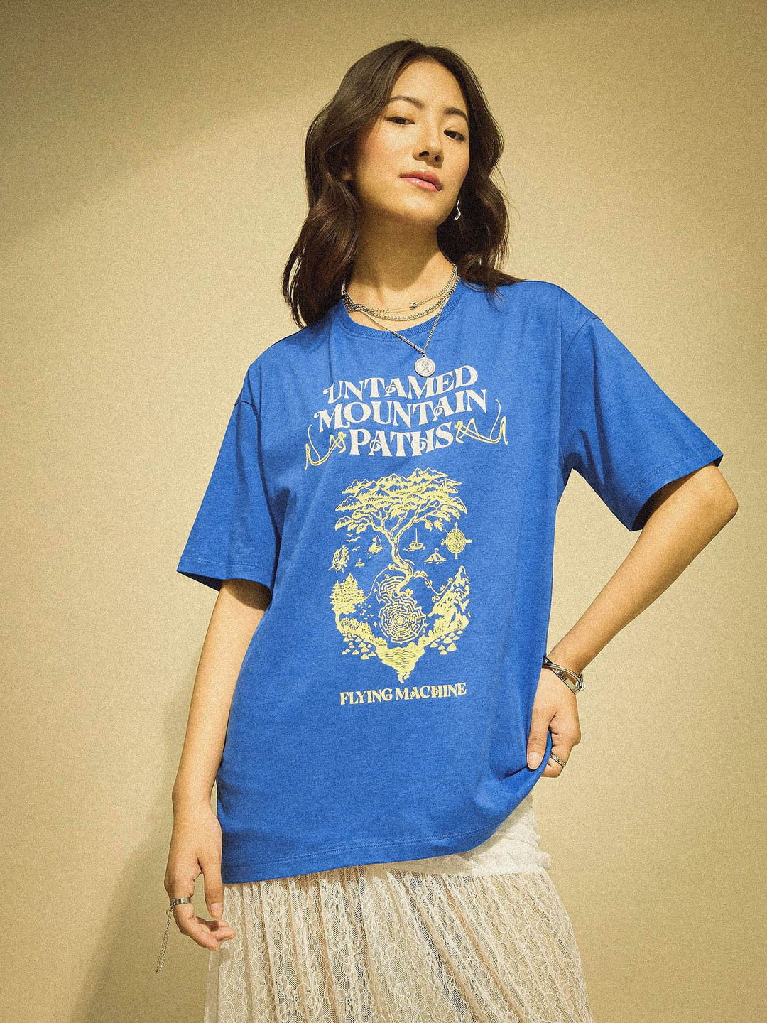 Flying Machine Women K-Street X Oversized Fit Graphic Printed T-Shirt