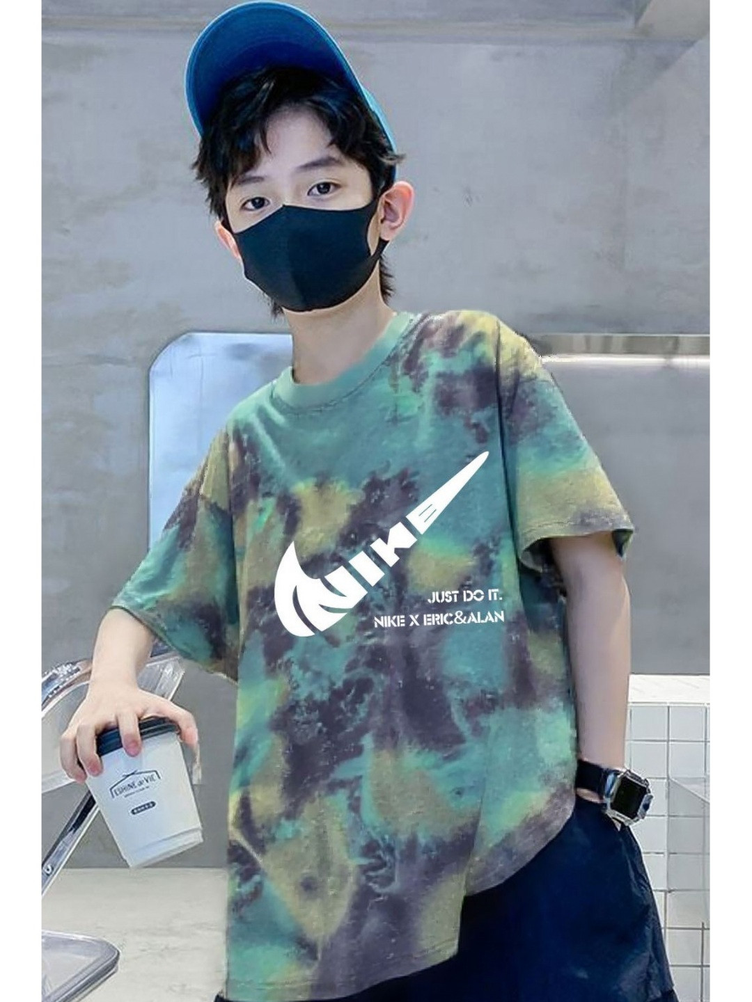 Xsole Boys Abstract Printed Round Neck Cotton Oversized T-shirt