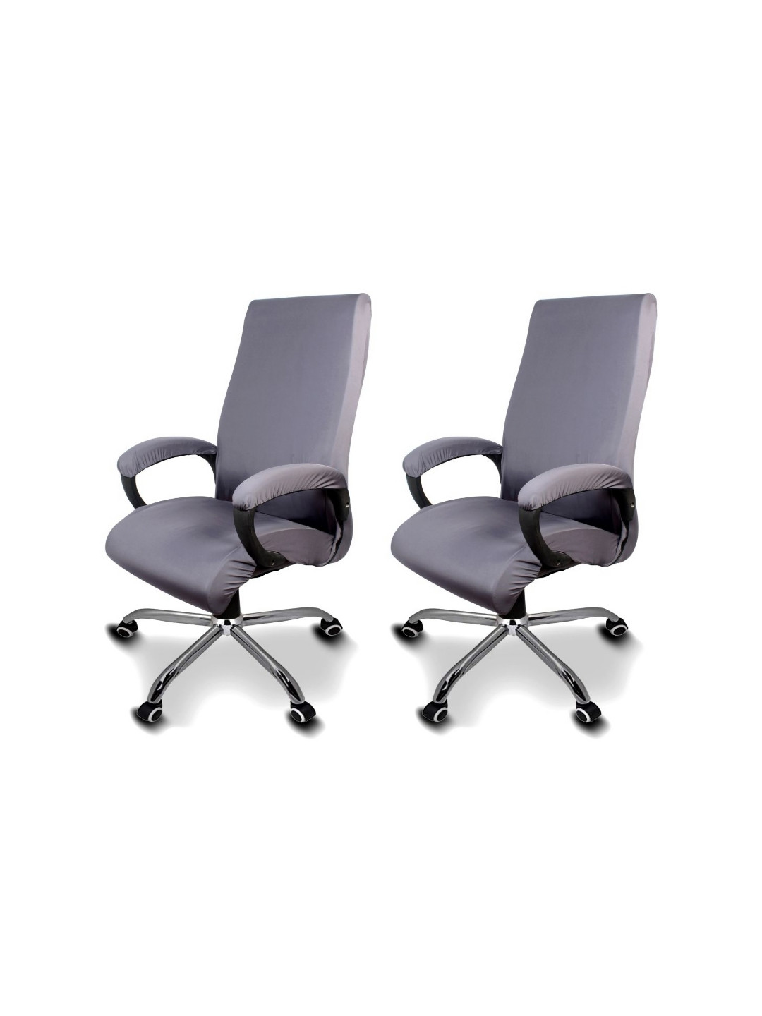 The Furnishing Tree Set Of 2 Grey Elastic Boss Chair Covers