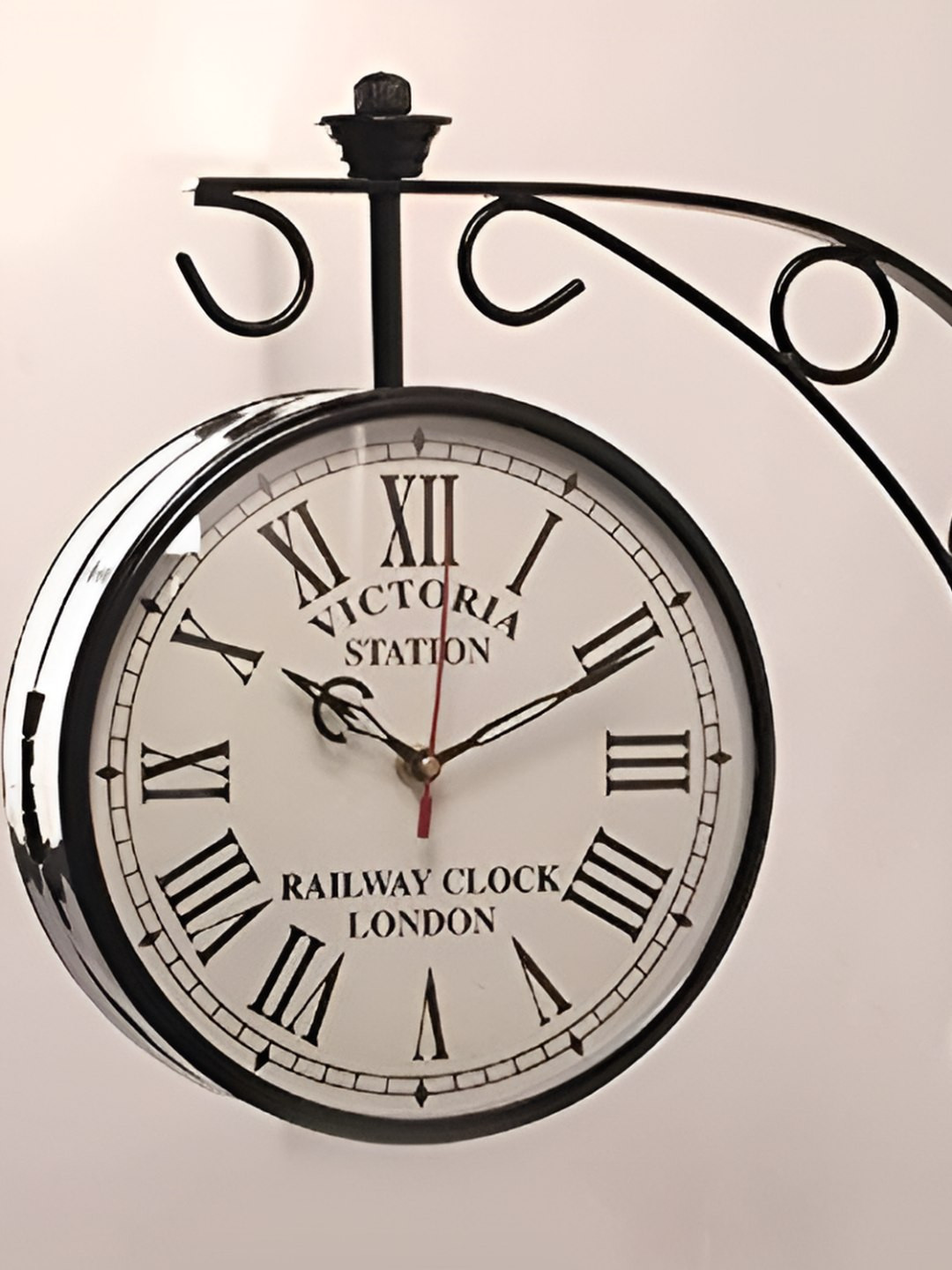 Nutts Black Metal Large Display 2 Pcs Round Battery Analogue With Stand Wall Clock-25.4cm