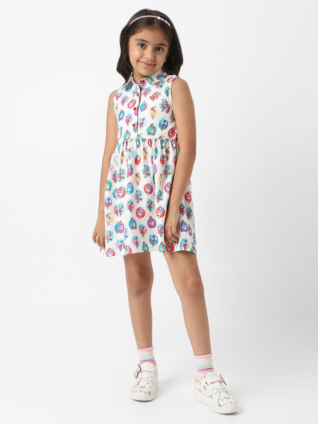 NautiNati Girls Disney Minnie & Daisy All-Over Print Shirt Dress