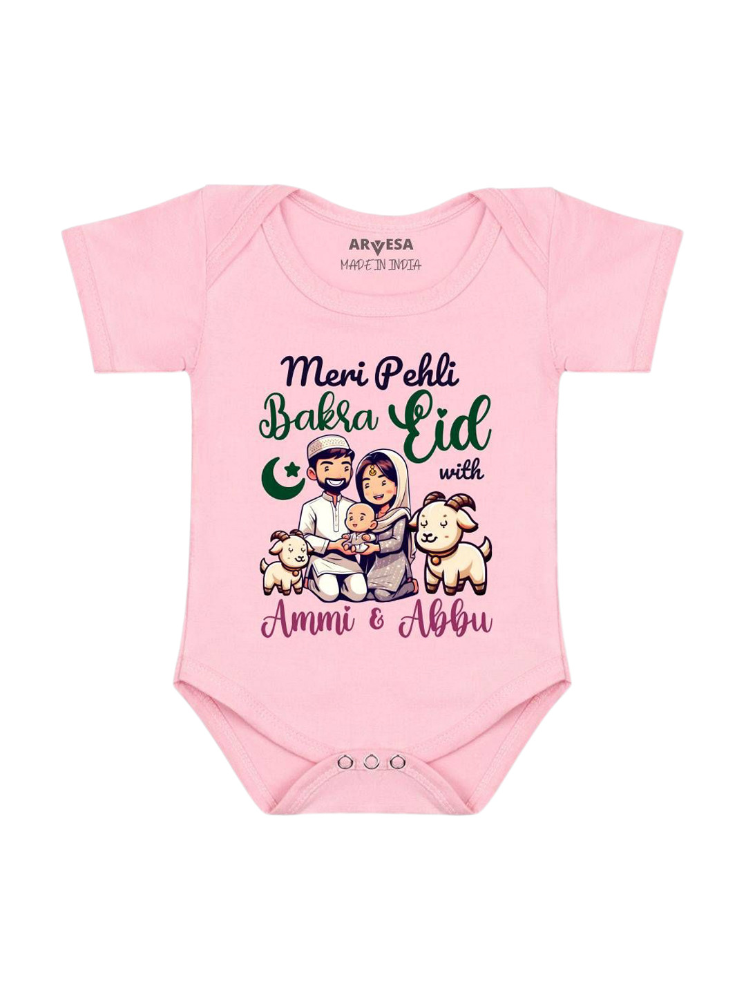 Arvesa Meri Pehli Bakra Eid With Ammi & Abbu Printed Bodysuit